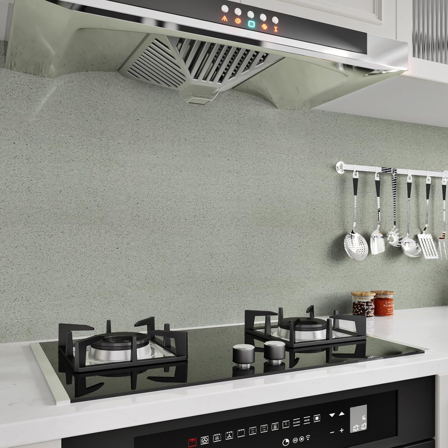 Wallercity Papel adhesivo de granito verde claro para encimeras, vinilo impermeable, papel tapiz de mármol para baño, despegar y pegar, papel