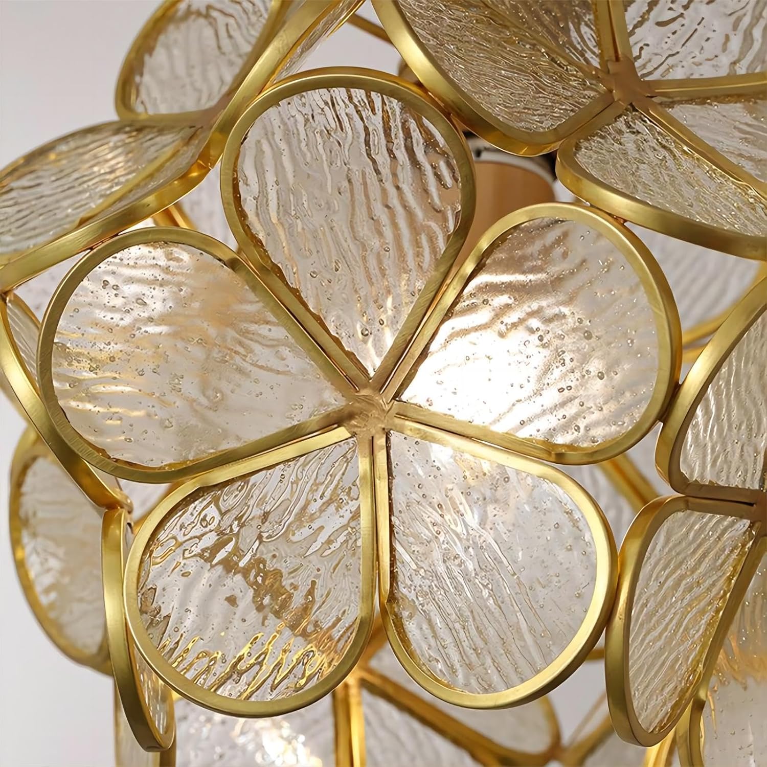 Lámpara de techo de pétalos de 7.9 pulgadas, luz de techo de cobre y vidrio estilo Tiffany, lámpara de techo moderna con base E27 para pasillo,