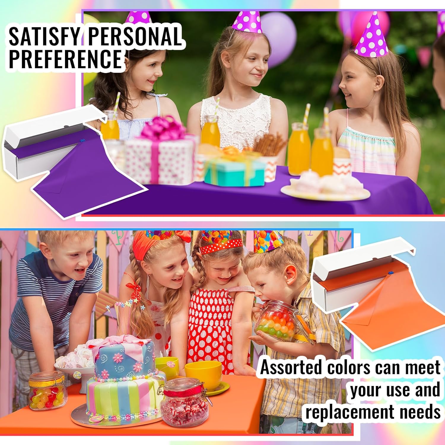 Mantel de plástico desechable de 54 pulgadas x 100 pies para fiestas, banquetes, bodas, cumpleaños, Navidad, decoraciones de aniversario (naranja,
