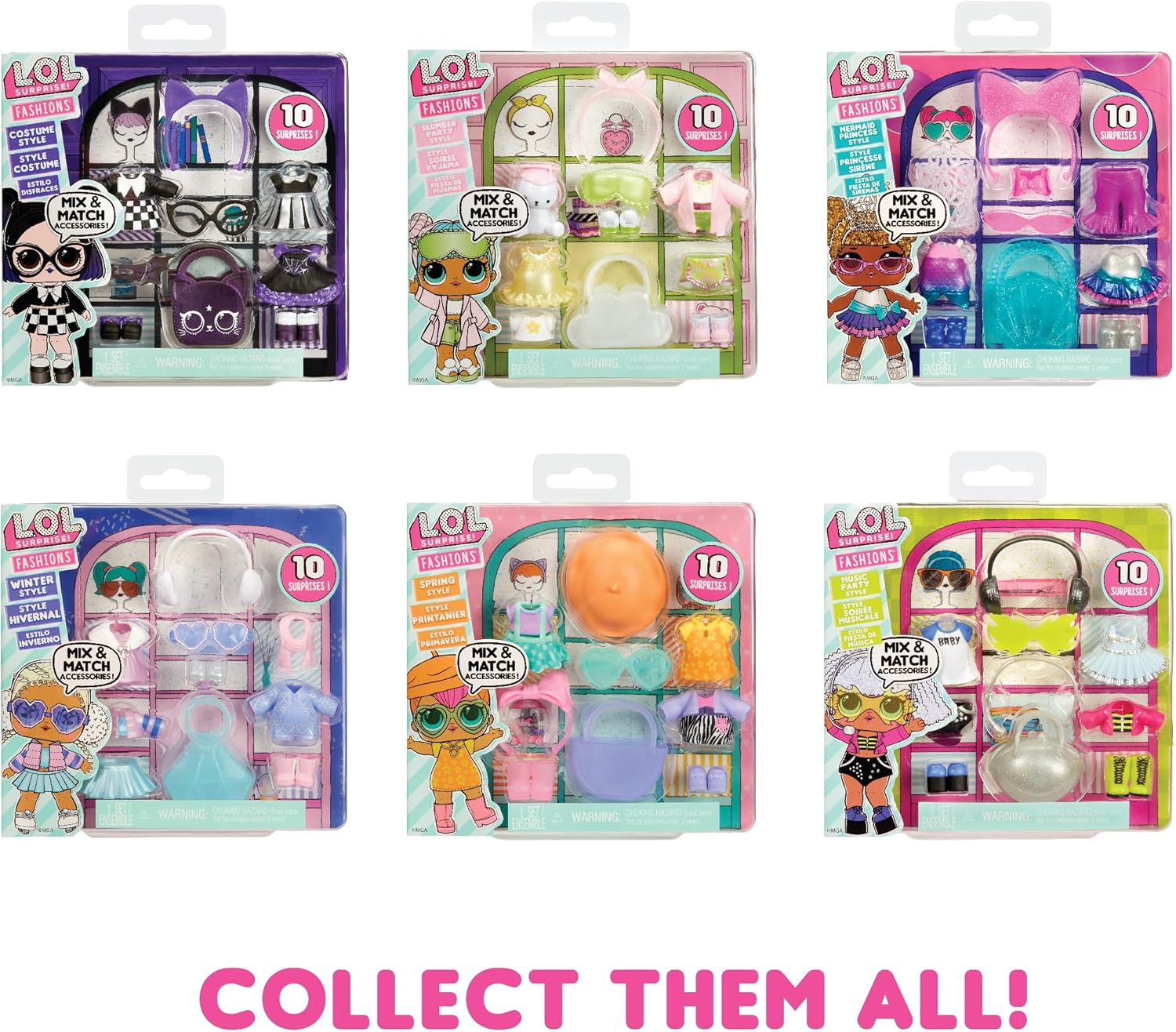 LOL Surprise Fashion Packs estilo disfraz  6 estilos únicos cada uno con (3) trajes, (2) pares de zapatos, (4) accesorios  Mezcla y combina estilos