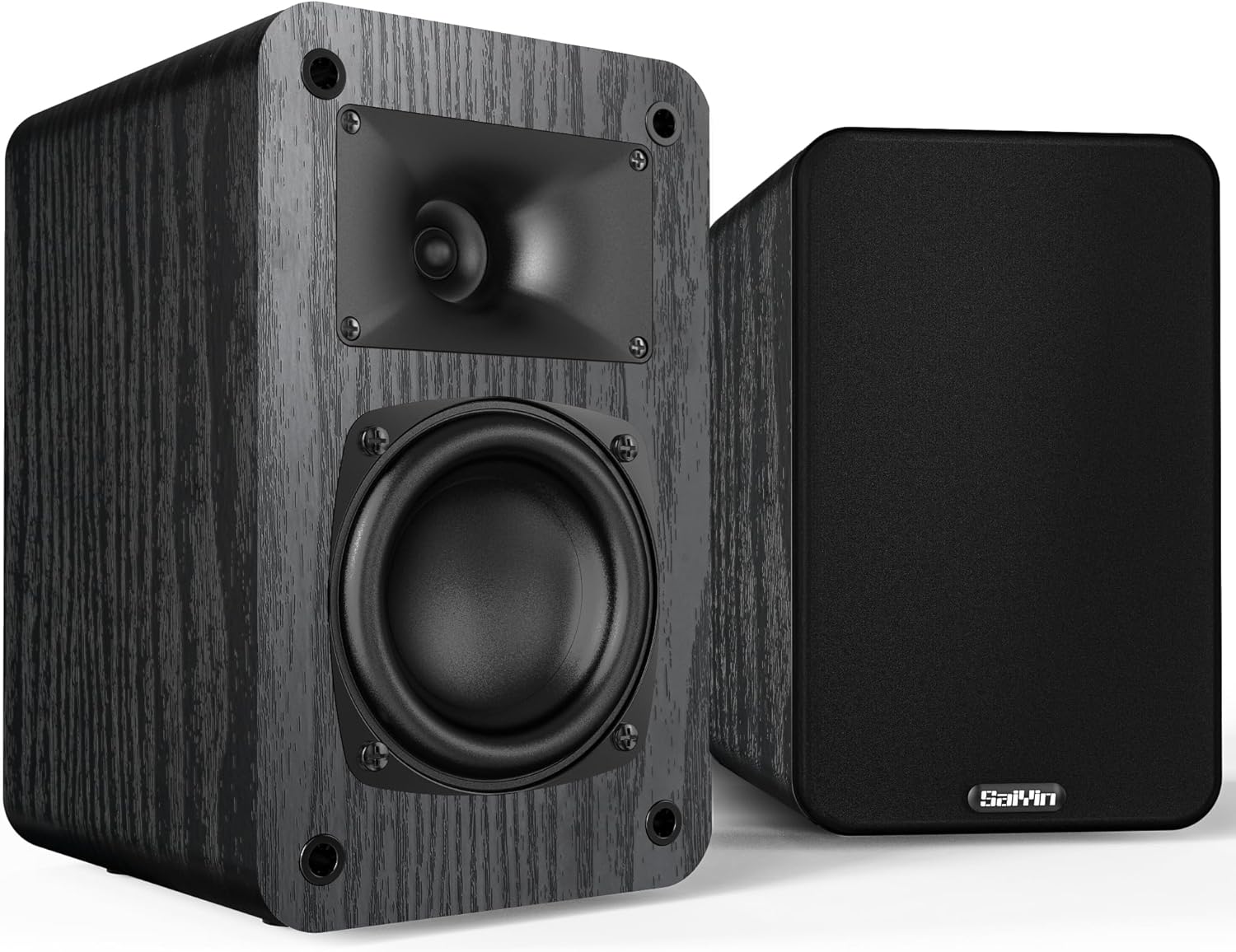 Saiyin Altavoces pasivos para estantería estéreo de escritorio o sonido envolvente de cine en casa, woofer de 3.5 pulgadas con tweeter de bocina,