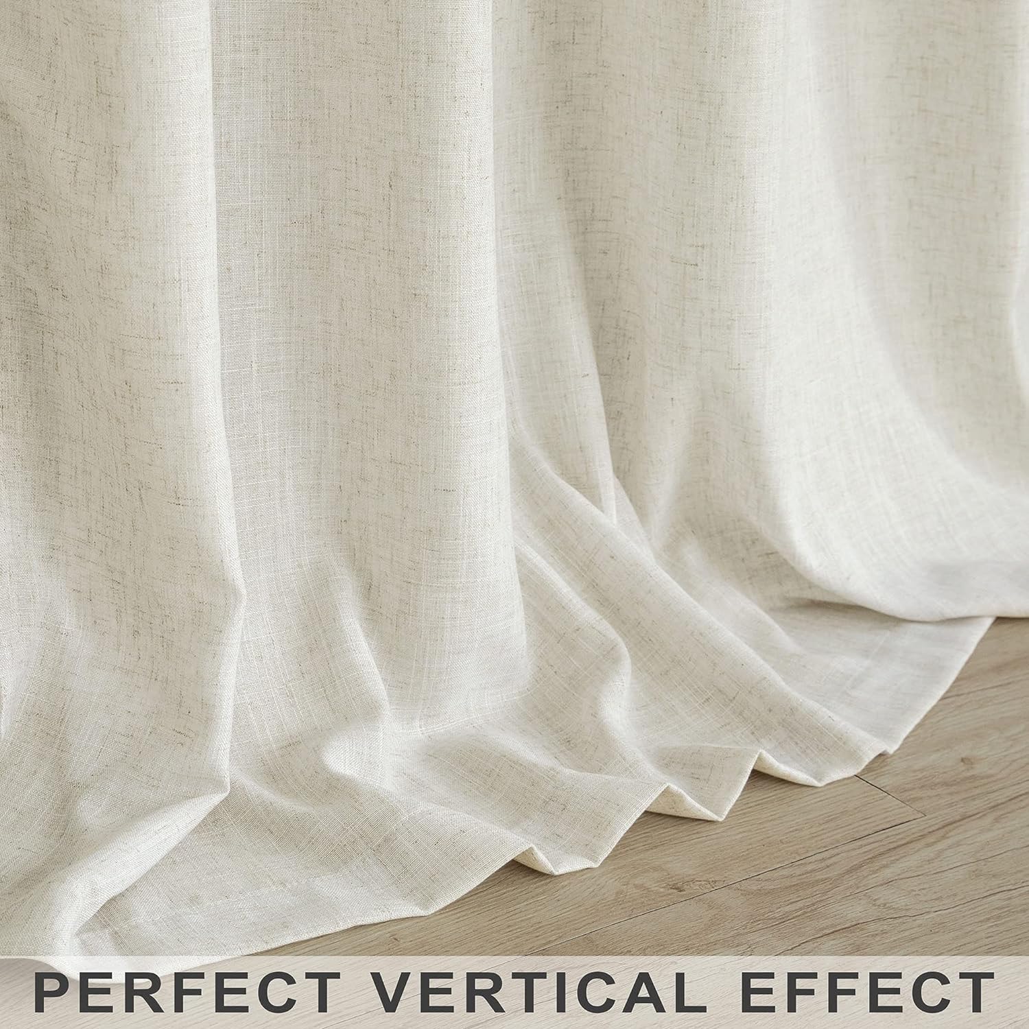 Mrs.Naturall Cortinas de lino de 102 pulgadas de largo para sala de estar, juego de 2 paneles con bolsillo para barra, cortinas para dormitorio,