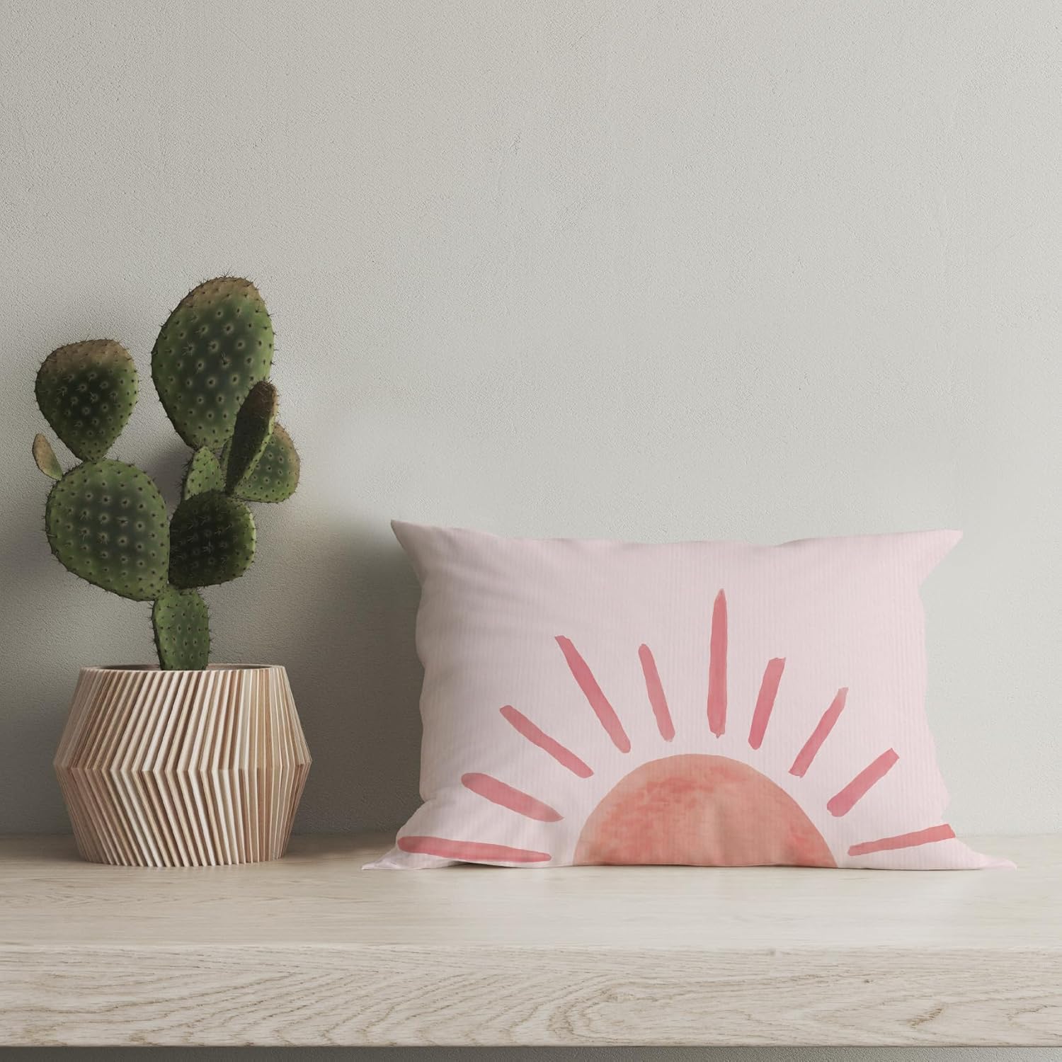 Funda de almohada decorativa abstracta de estilo bohemio para sofá, cama, habitación, decoración bohemia de 12 x 20 pulgadas (rosa)