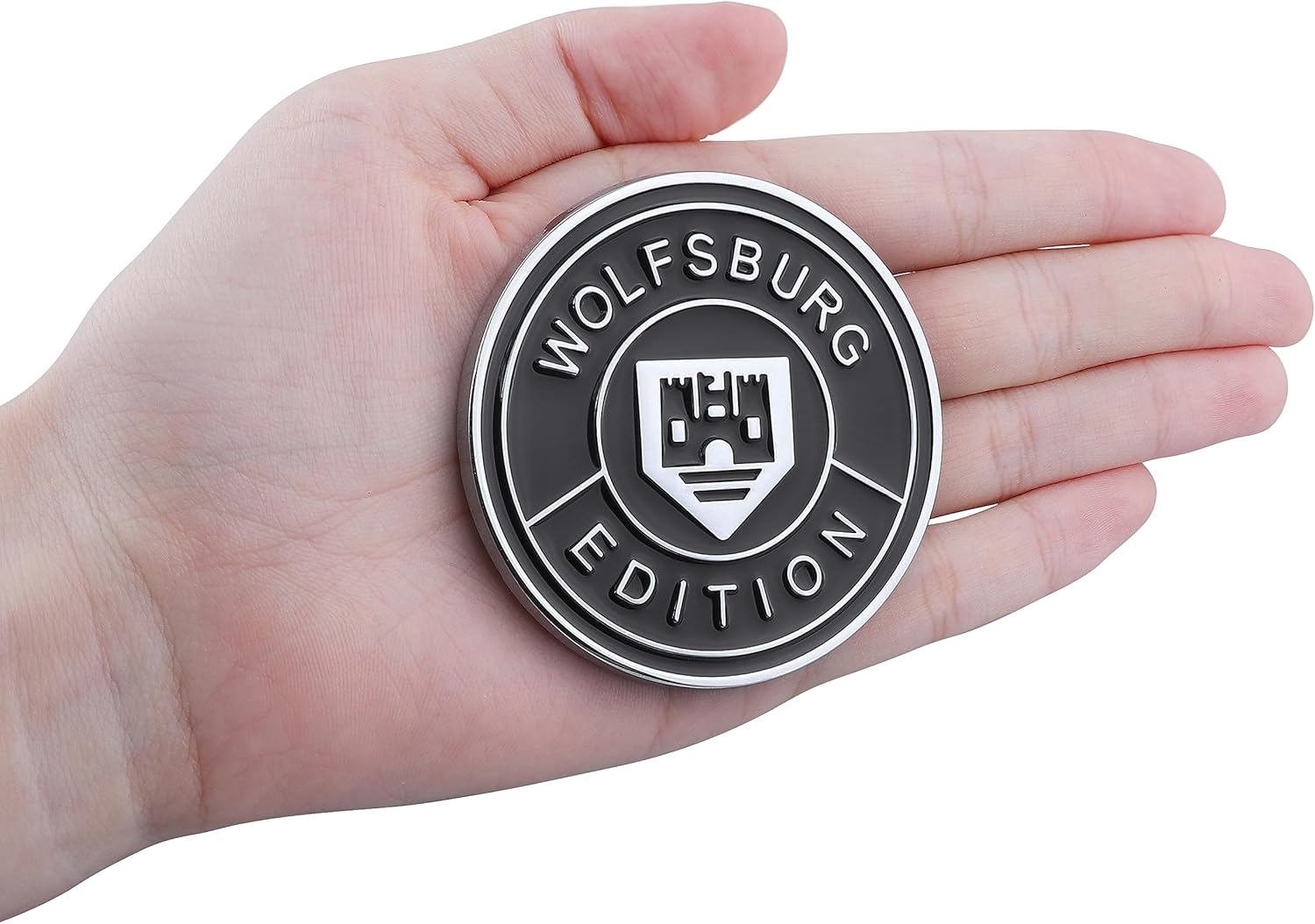 Emblema redondo de la edición A Wolfsburg de 2.5 pulgadas, decoración personalizada para automóvil, calcomanía de aleación de aluminio 3D,