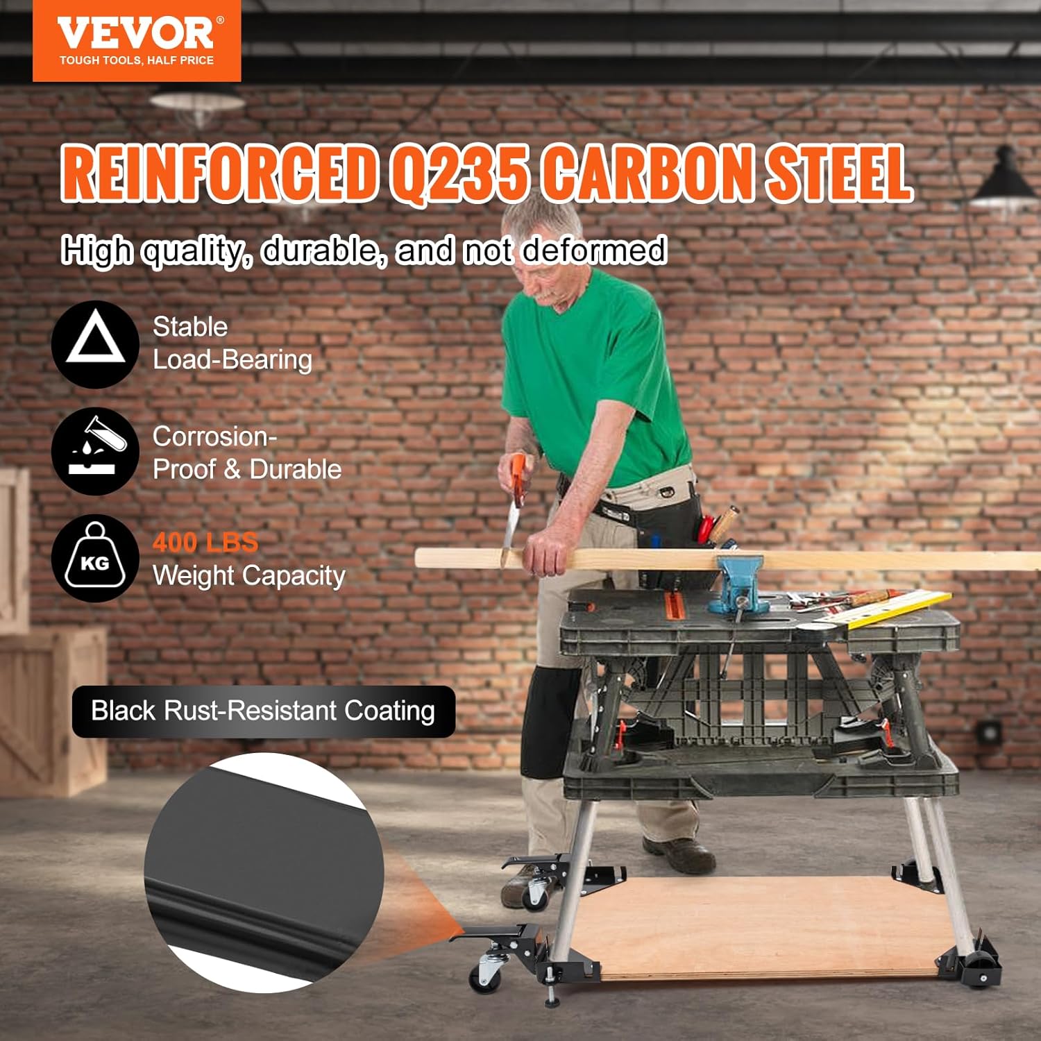 VEVOR Base móvil, capacidad de peso de 400 libras, ajustable de 12 x 12 pulgadas a infinito, soporte de base móvil universal resistente con ruedas