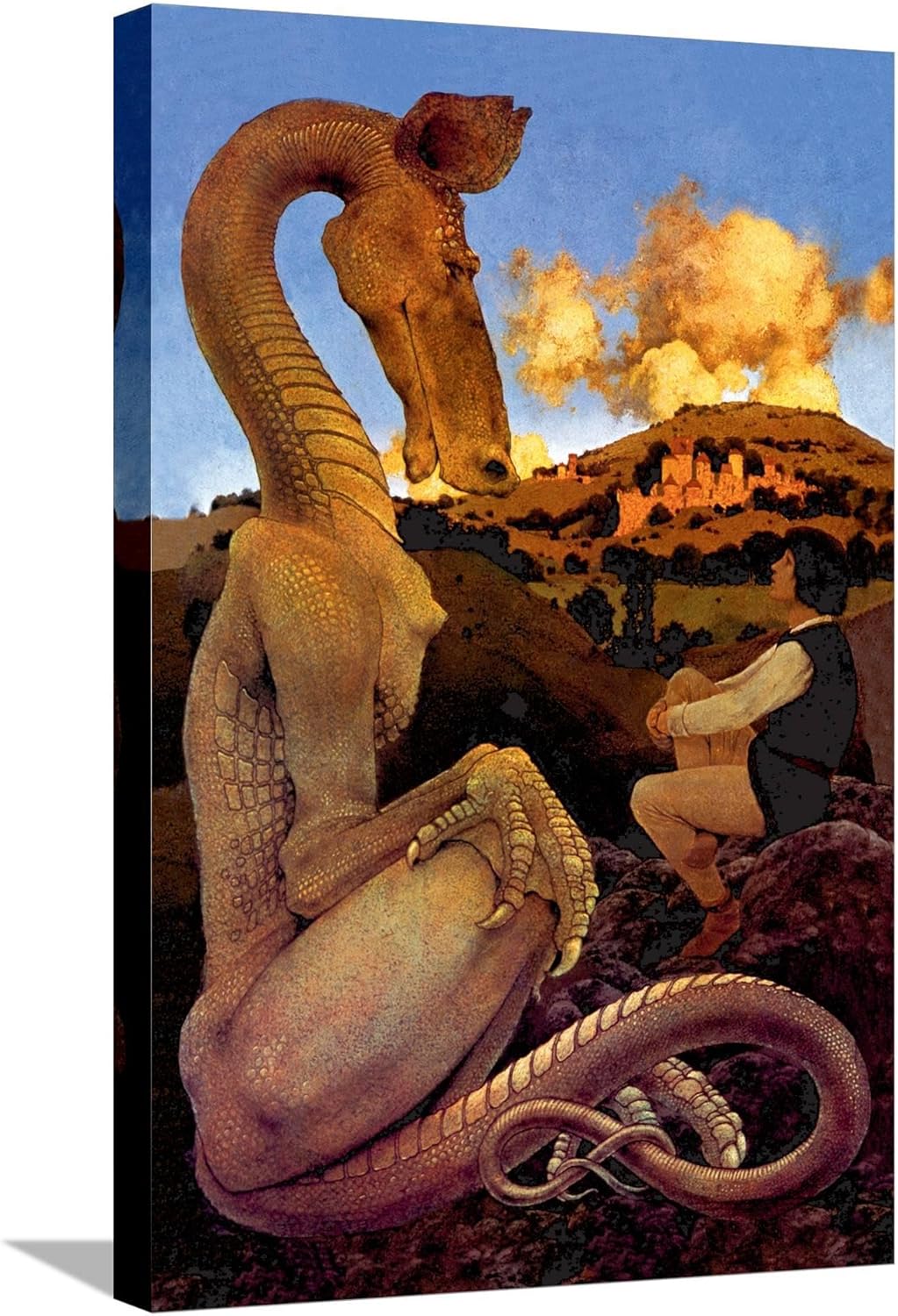 Maxfield Parrish – Lienzo decorativo para pared, diseño de dragón reticente, 16 x 24 pulgadas