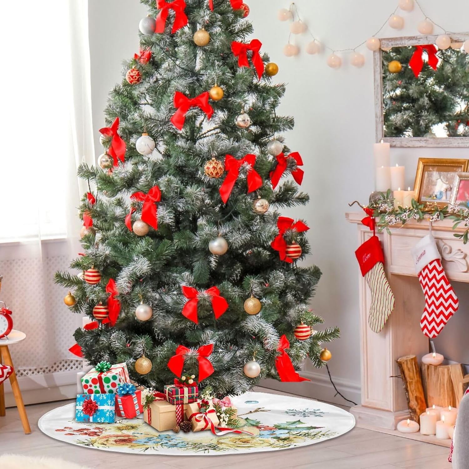 Falda de base de árbol de Navidad de invierno, falda suave para árbol de Navidad, decoración de suelo de árbol de Navidad, faldas de Navidad para