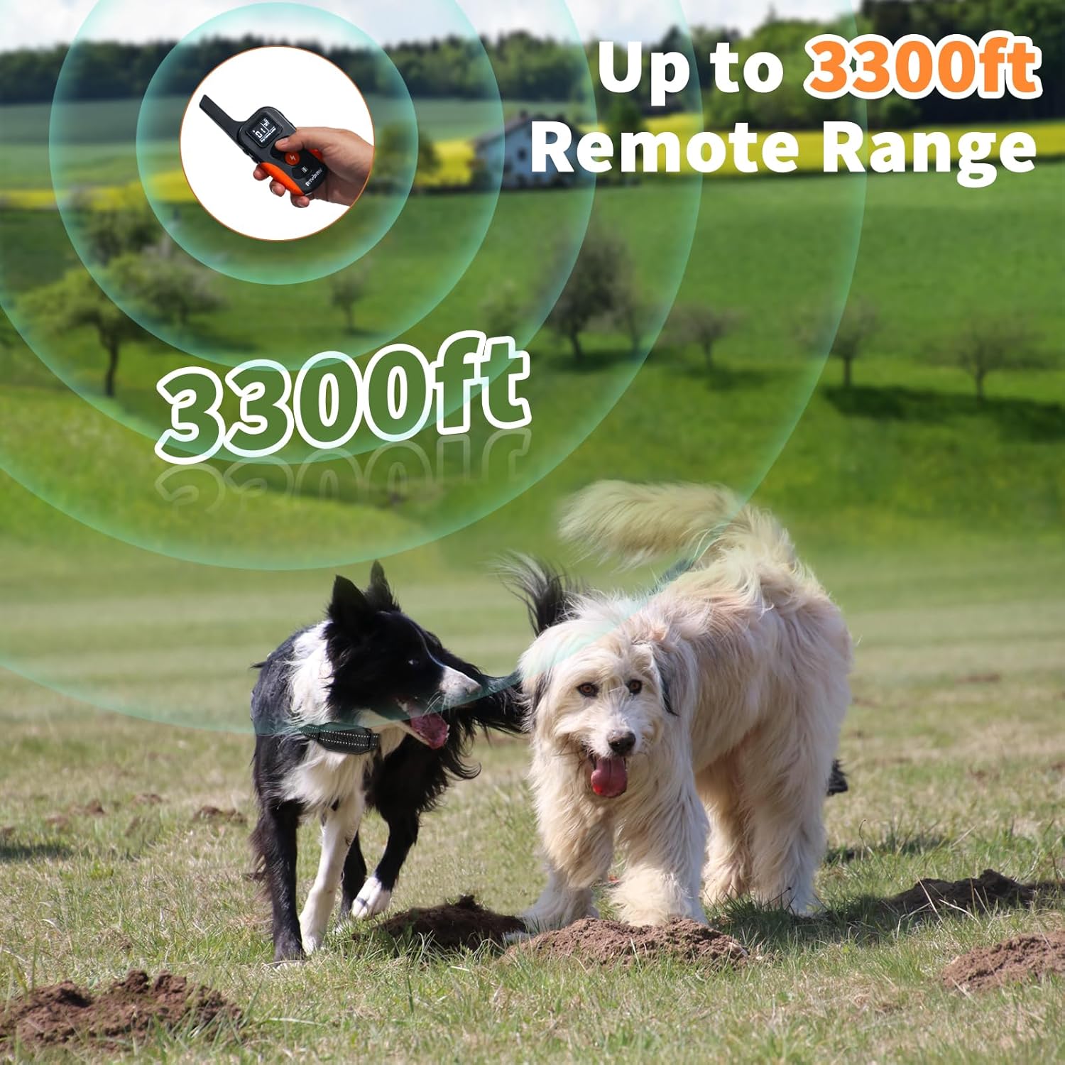 Collar de choque para perros para 2 perros collar de entrenamiento de perros de 3300 pies con control remoto actualizado IPX7 impermeable collar