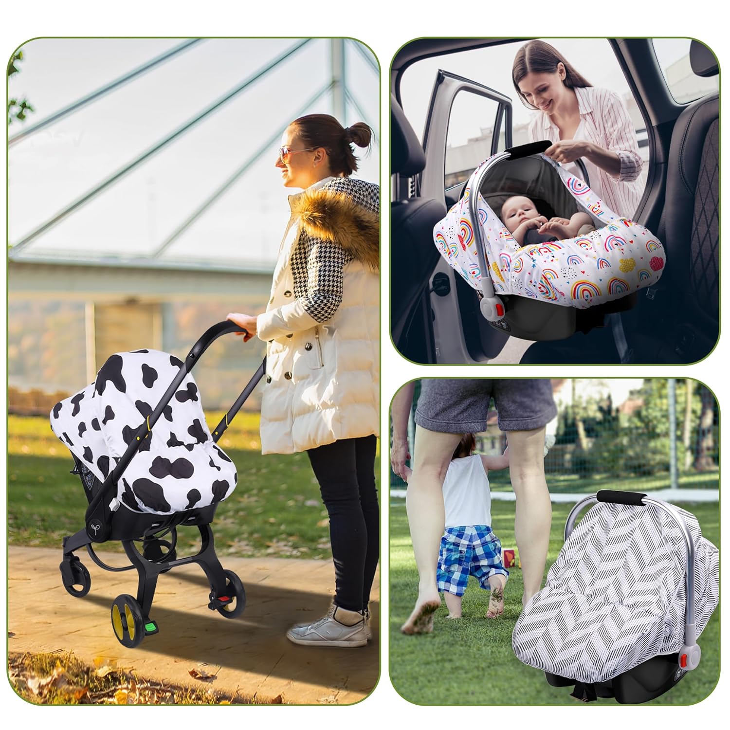 Funda de asiento de automóvil para bebé, fundas elásticas para asiento de automóvil, funda de cochecito infantil con ventana de malla y bolsillo de