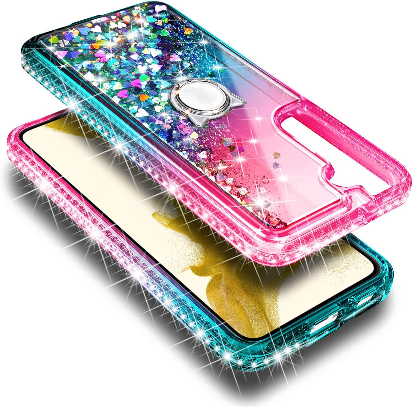 NGB Supremacy Funda compatible con Samsung Galaxy S23 Plus (6.6 pulgadas) con protector de pantalla de vidrio templado, soporte de anillocorrea de