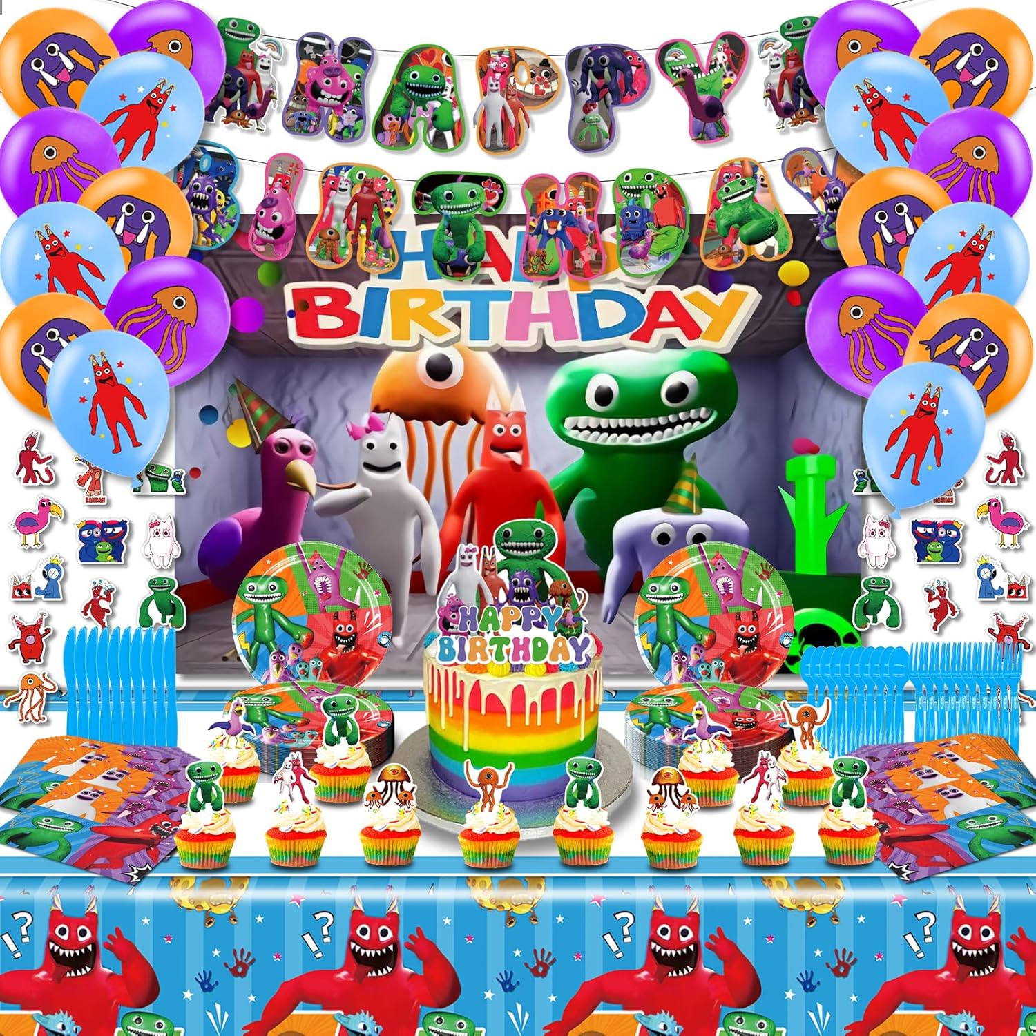 Suministros para fiesta de cumpleaños de Garten  Las decoraciones de cumpleaños de monstruo incluyen pancarta, globos de látex, decoración de