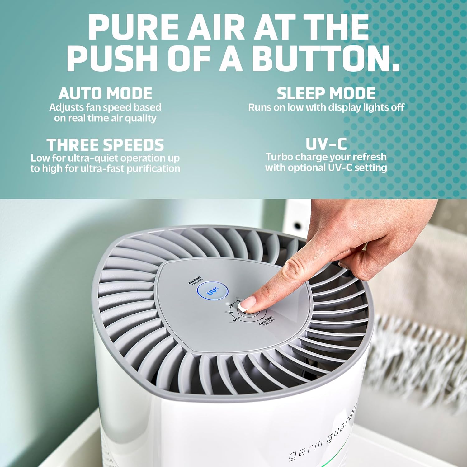 Germ Guardian AirSafe+ Purificador de aire inteligente AC3000W + GermGuardian Filter V Toxin Clear HEPA Filtro de repuesto para purificador de aire
