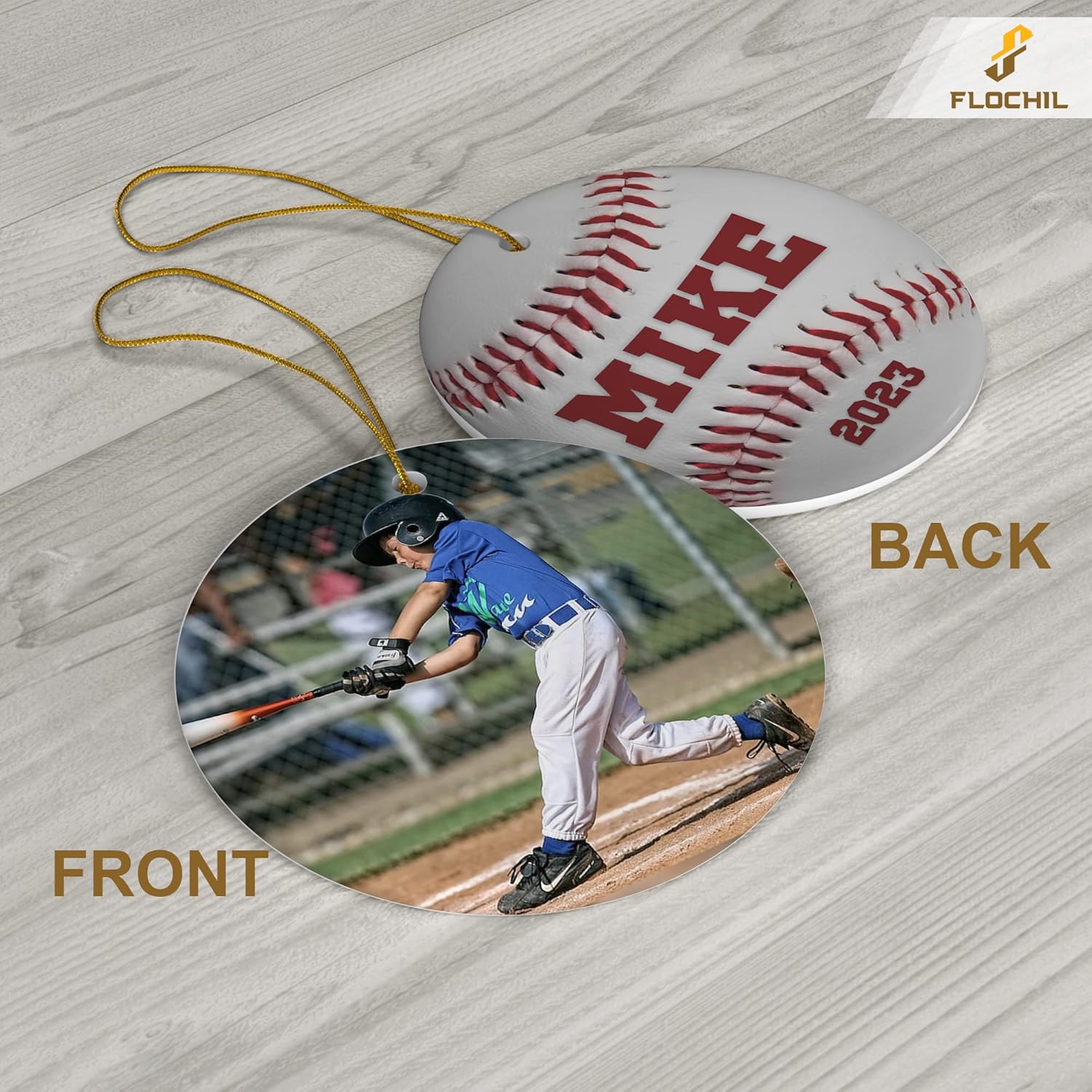 Adornos de béisbol personalizados para árbol de Navidad, adornos de béisbol con foto con nombre personalizado para niños y niñas, regalos para