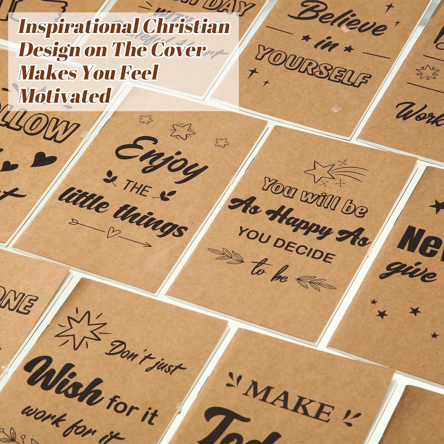 Qeeenar 108 cuadernos de papel kraft con versículos de la Biblia, regalos inspiradores, mini citas motivacionales, bloc de notas de bolsillo para