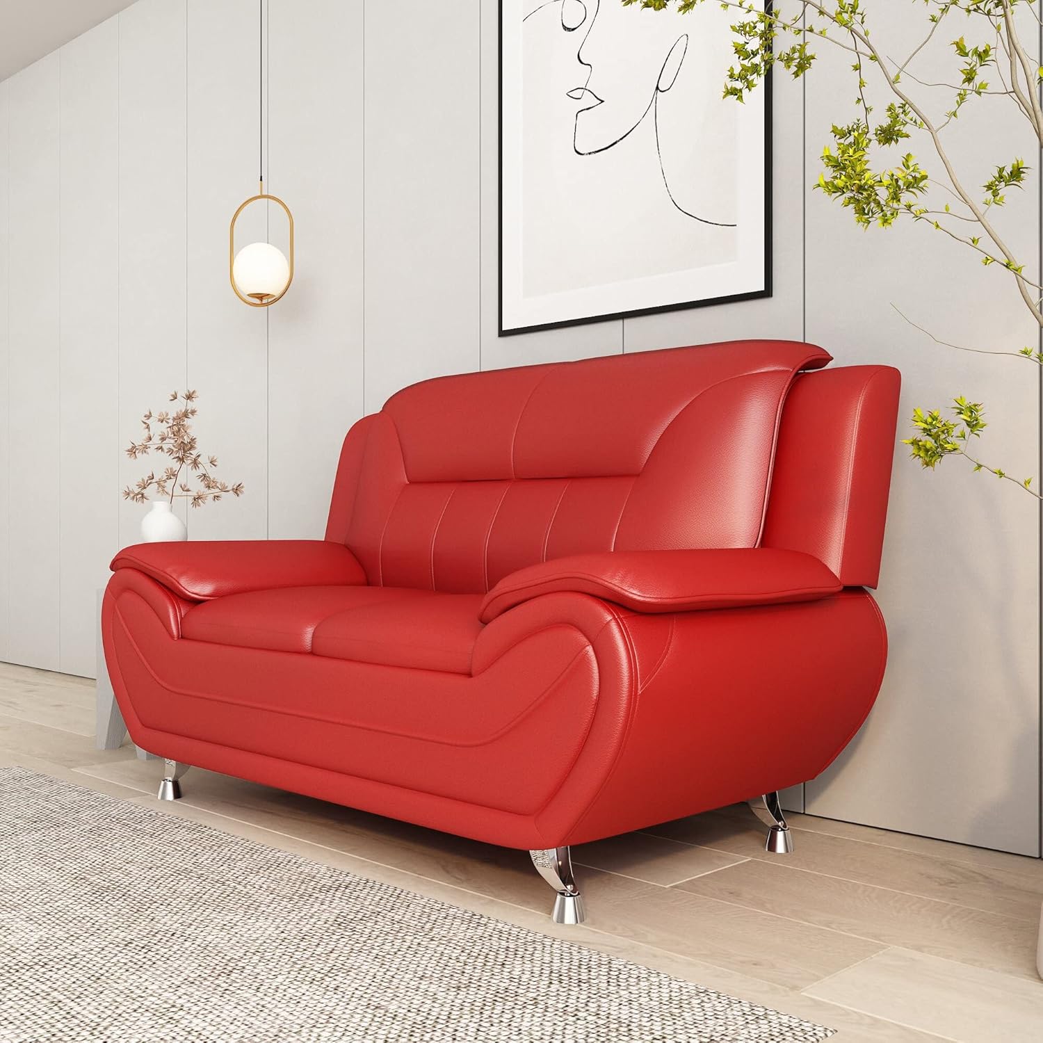 US Pride Furniture Michael Collection – Sofá de piel sintética de estilo moderno, versátil pieza decorativa de 2 plazas para sala de estar,
