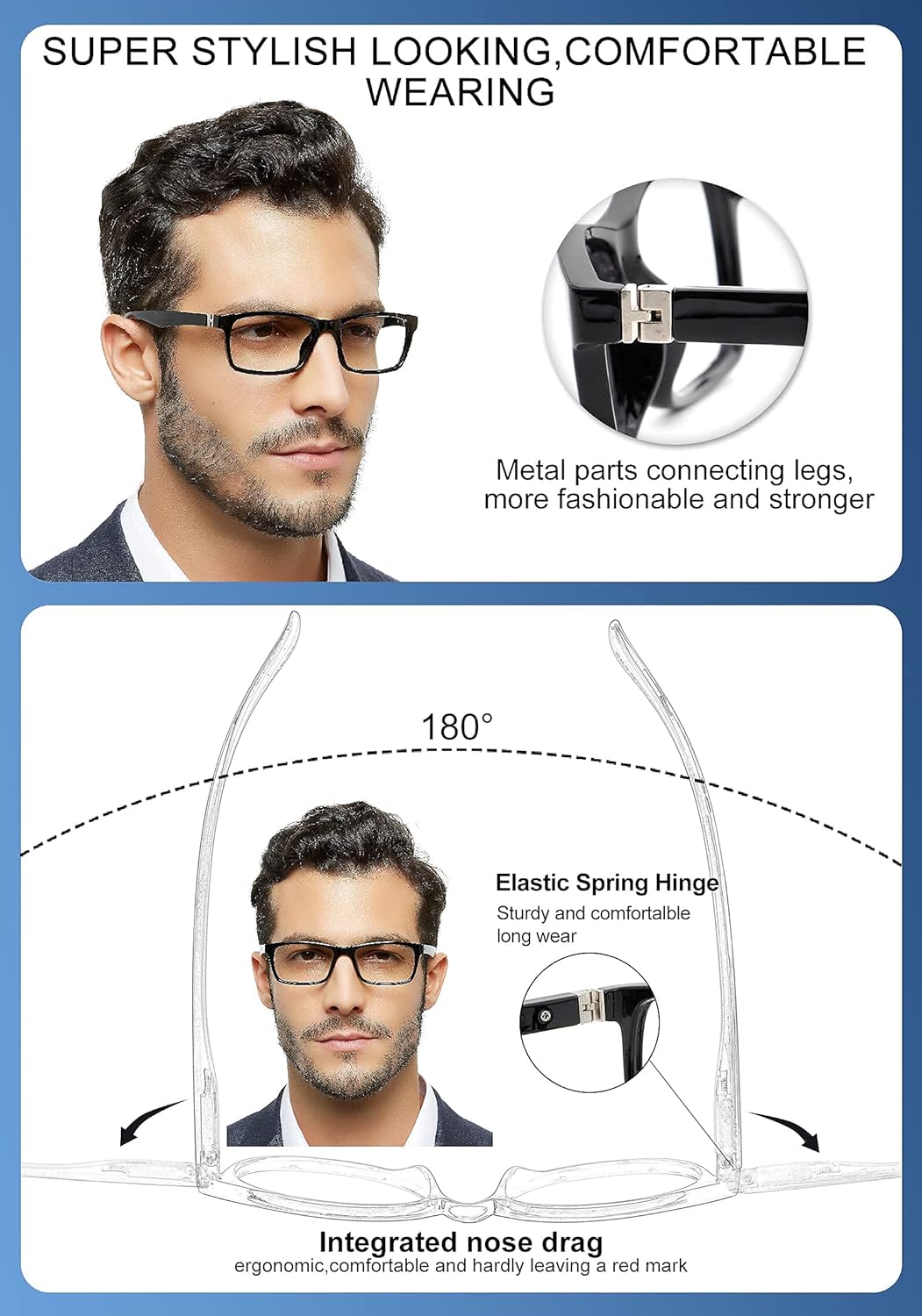 OCCI CHIARI Gafas de lectura 1.25 ojo de hombre lector 1.0 1.25 1.5 1.75 2.0 2.25 2.5 2.75 3.0 3.5 4.0 5.0 6.0 negro