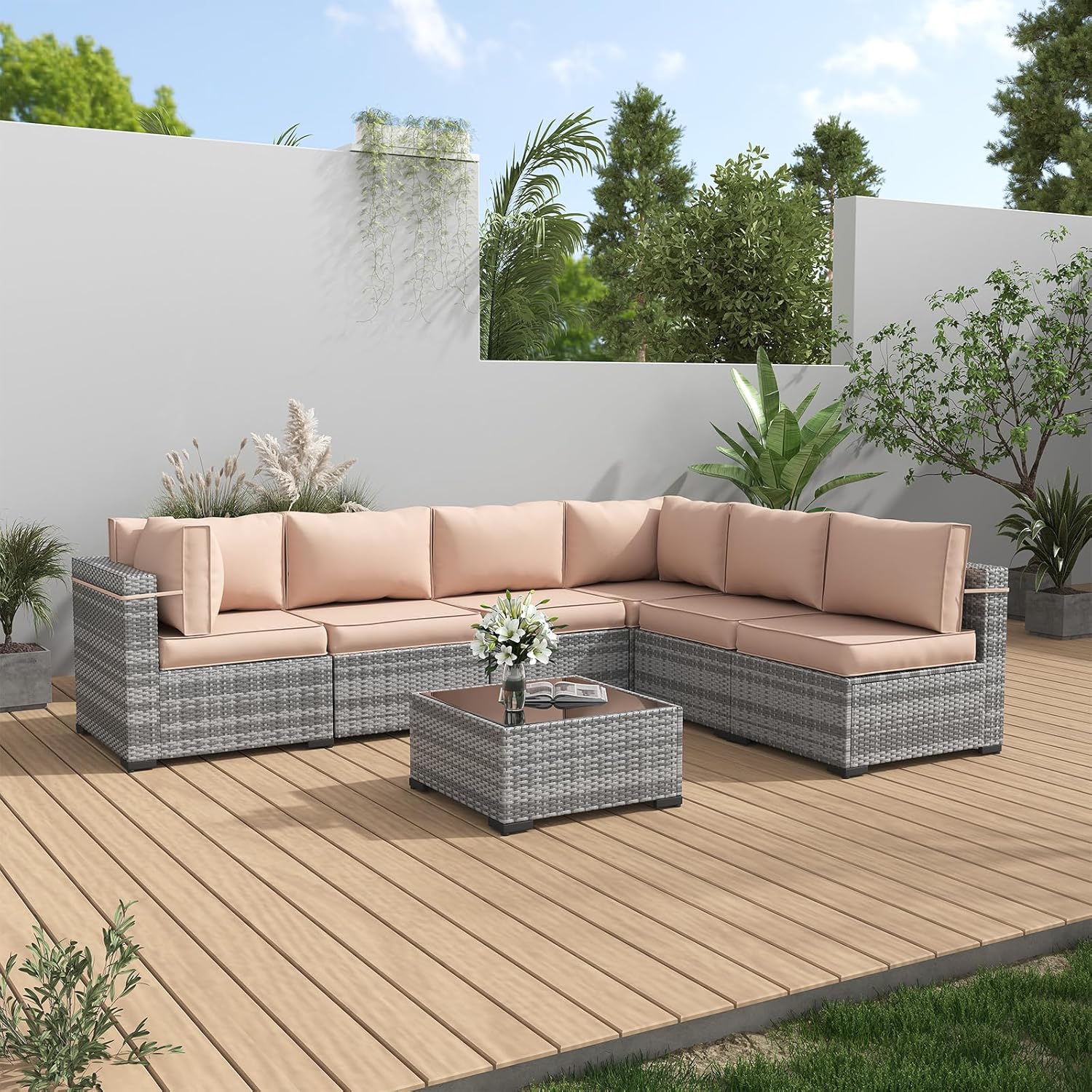 Amopatio Cojines de repuesto para muebles de patio, cojines impermeables para muebles de patio, cojines de asiento profundo, cojines de asiento de