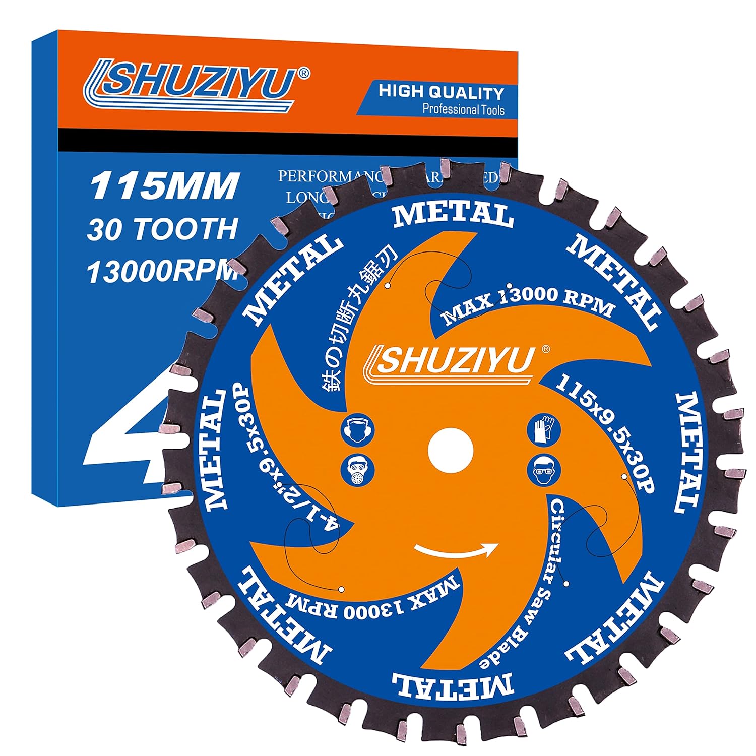 4-12″ (115mm)-30T, hoja de sierra circular de trabajo de metal, eje 38 “(9.5mm), uso en todas las marcas de sierra inalámbrica de eje de 0.374 in,
