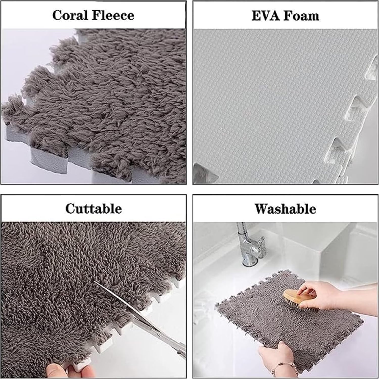 12 tapetes de espuma tipo rompecabezas, suaves, gruesos, esponjosos, cuadrados, entrelazados, para decoración de sala de estar, dormitorio (11.8 x