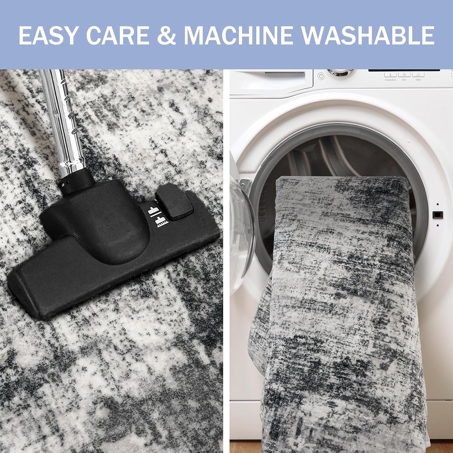 IOHOUZE Alfombra moderna abstracta lavable para sala de estar, comedor, antideslizante, alfombra estampada de lana sintética para dormitorio,