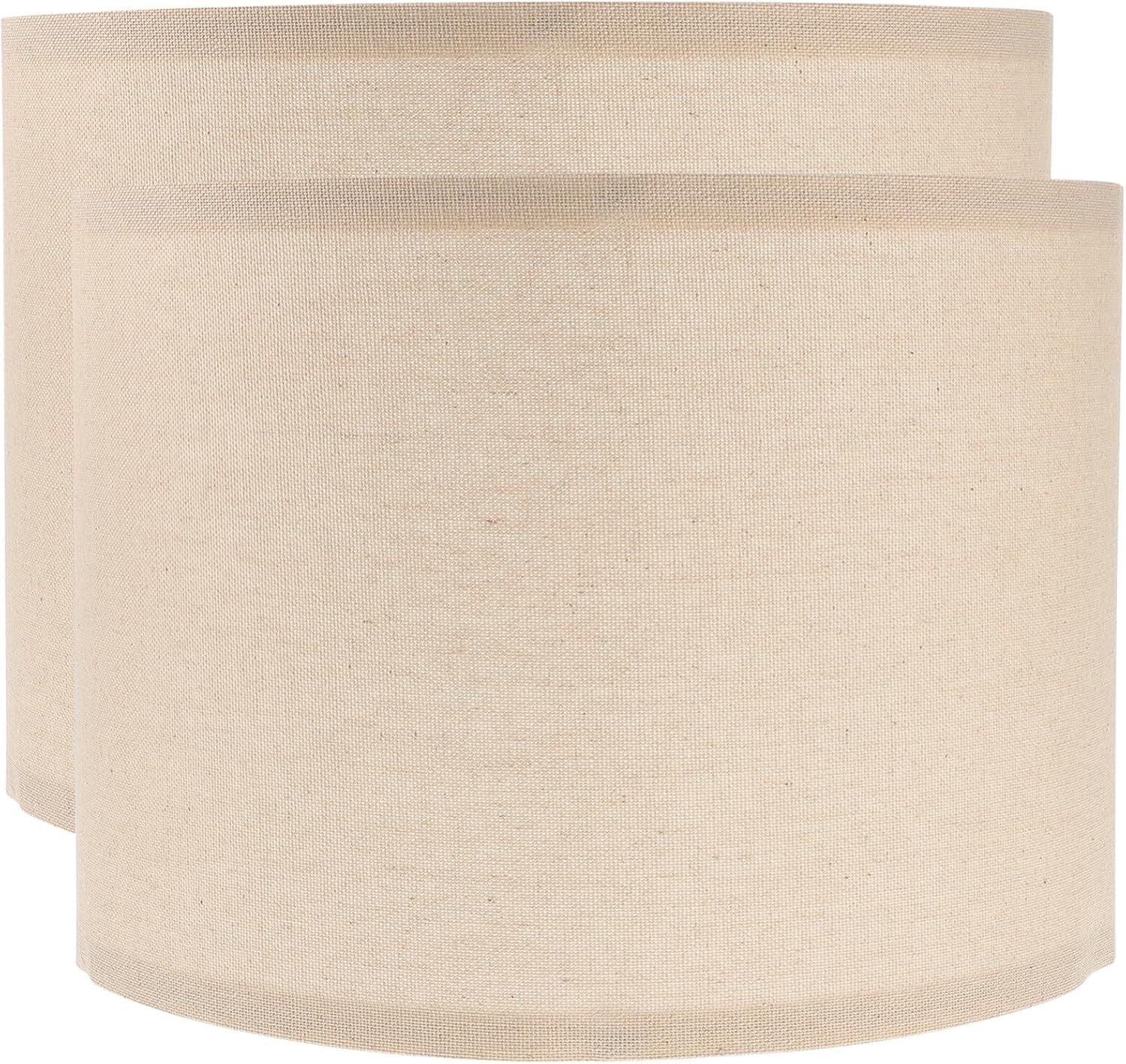 Beaupretty Lámparas Sombras 2 unids Lámpara de Mesa Pantalla de Tela de Lino Cubierta de Luz de Reemplazo de Tambor Pantalla para Lámpara de Pie