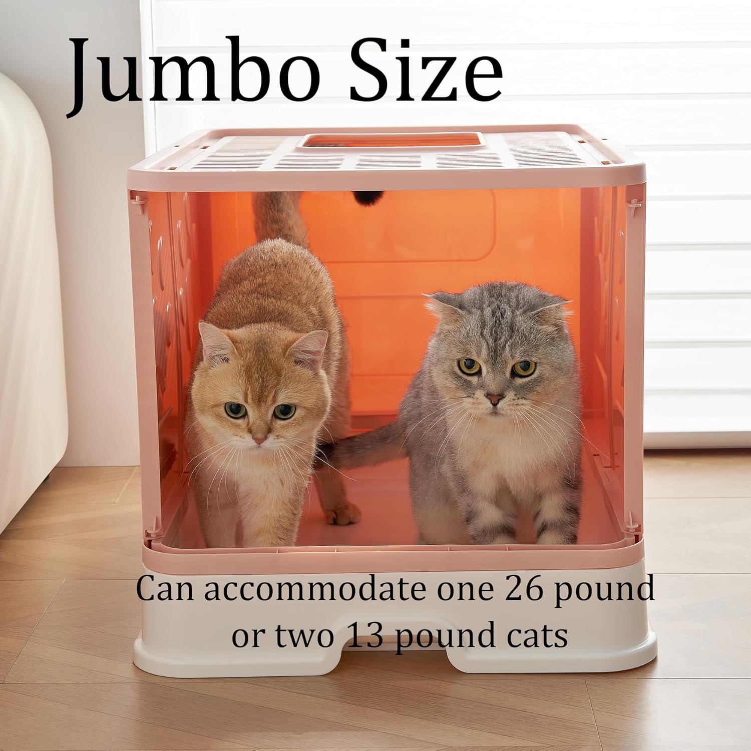 Caja de arena extragrande para gatos plegable con tapa cubierta, entrada superior cerrada, inodoro grande para gatos grandes con cuchara, bandeja de