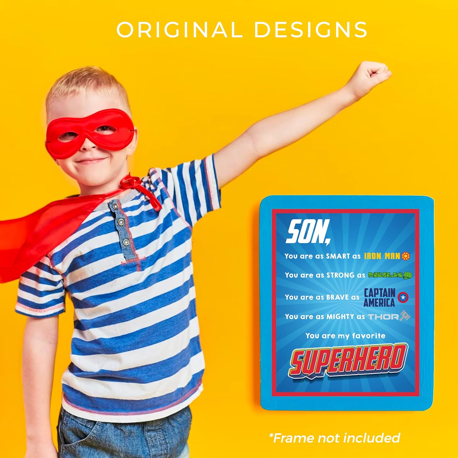 Circa Print Son – You Are My Favorite Superhero – Impresión inspiradora para pared, 8 x 10 pulgadas, decoración de pared para fanáticos de Marvels,