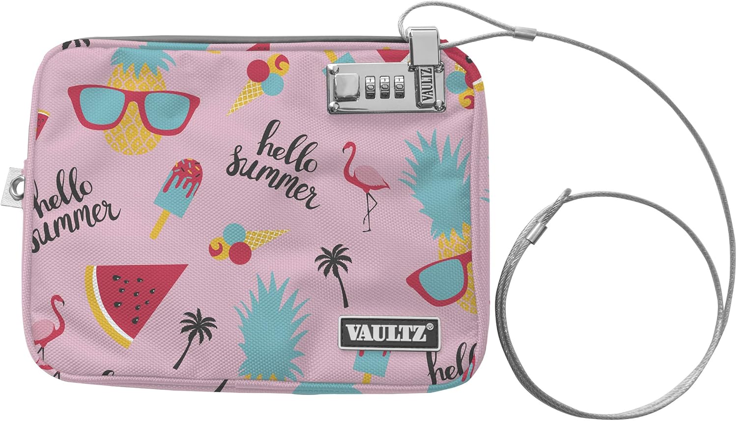Vaultz Bolsa de dinero con candado, bolsa de bloqueo combinada resistente al agua con correa para efectivo, piscina, playa, banco o viajes, 7.5 x 9
