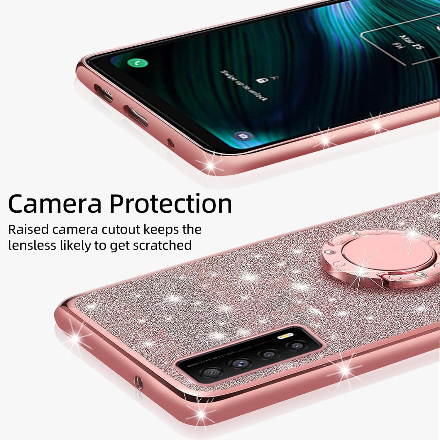 KuDiNi TCL Stylus 0.18 oz – Funda para teléfono TCL Stylus 0.18 oz, para mujeres y niñas, con purpurina de TPU suave, transparente, de lujo, con