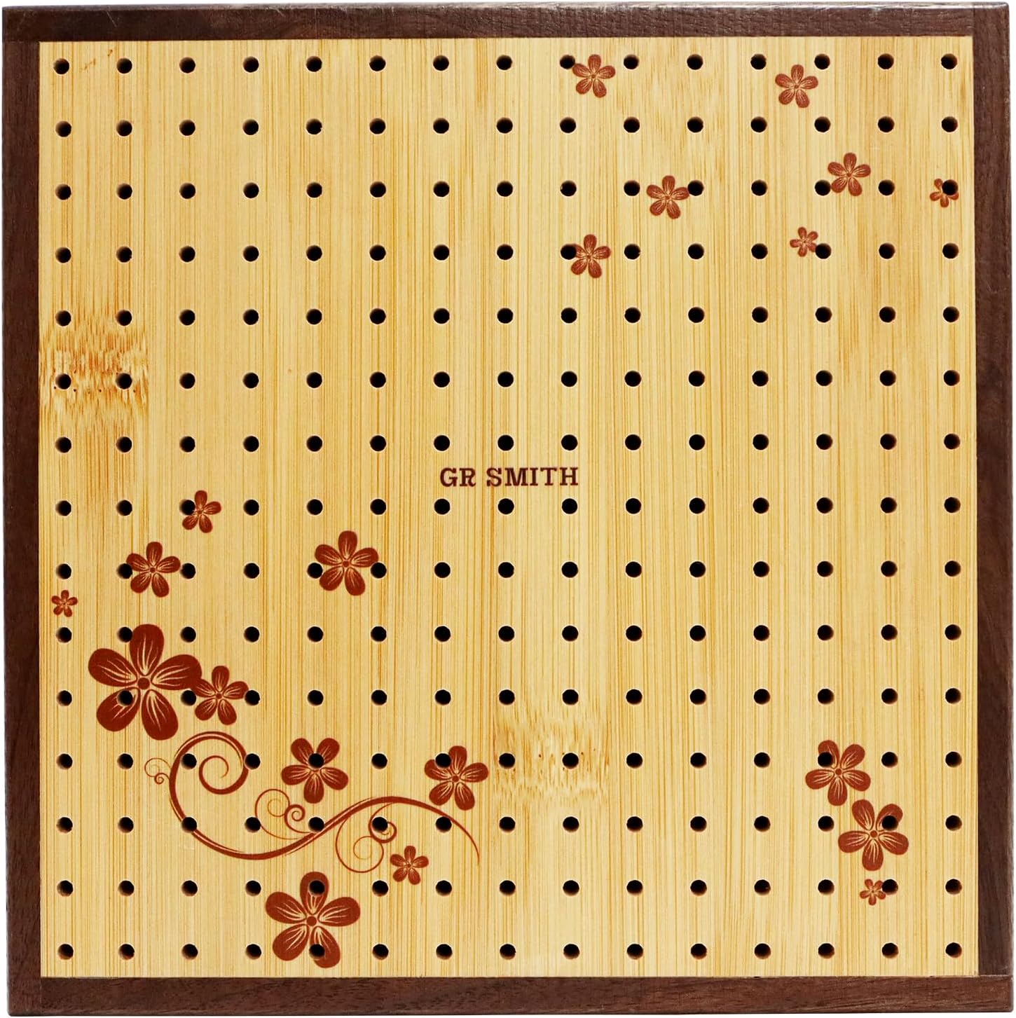 GR Smith Tabla de bloqueo de ganchillo, tabla de madera de bambú de 9.25 pulgadas para tejer cuadrados de ganchillo y abuelita, alfombrilla de