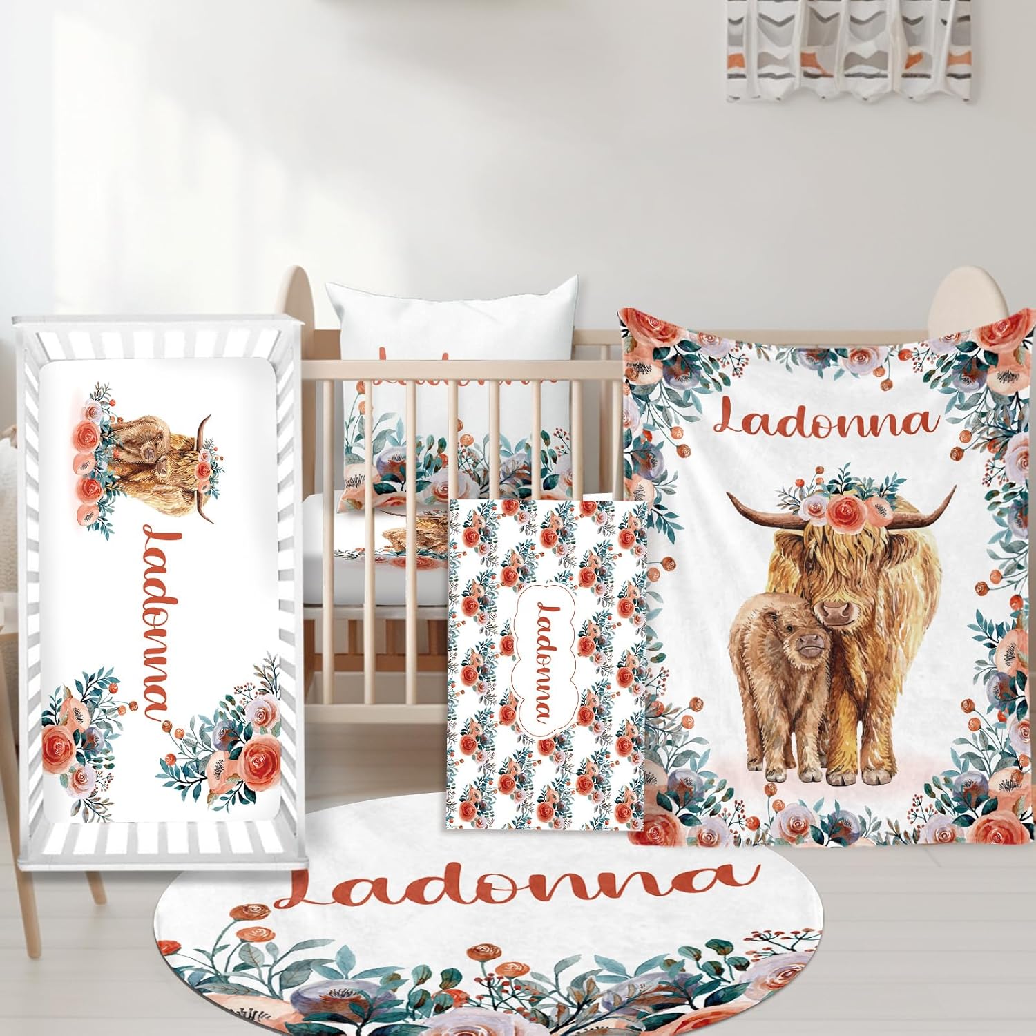Juego de ropa de cama personalizada para cuna decoración personalizada para guardería, manta de bebé, sábana bajera para cuna, funda para cambiador,