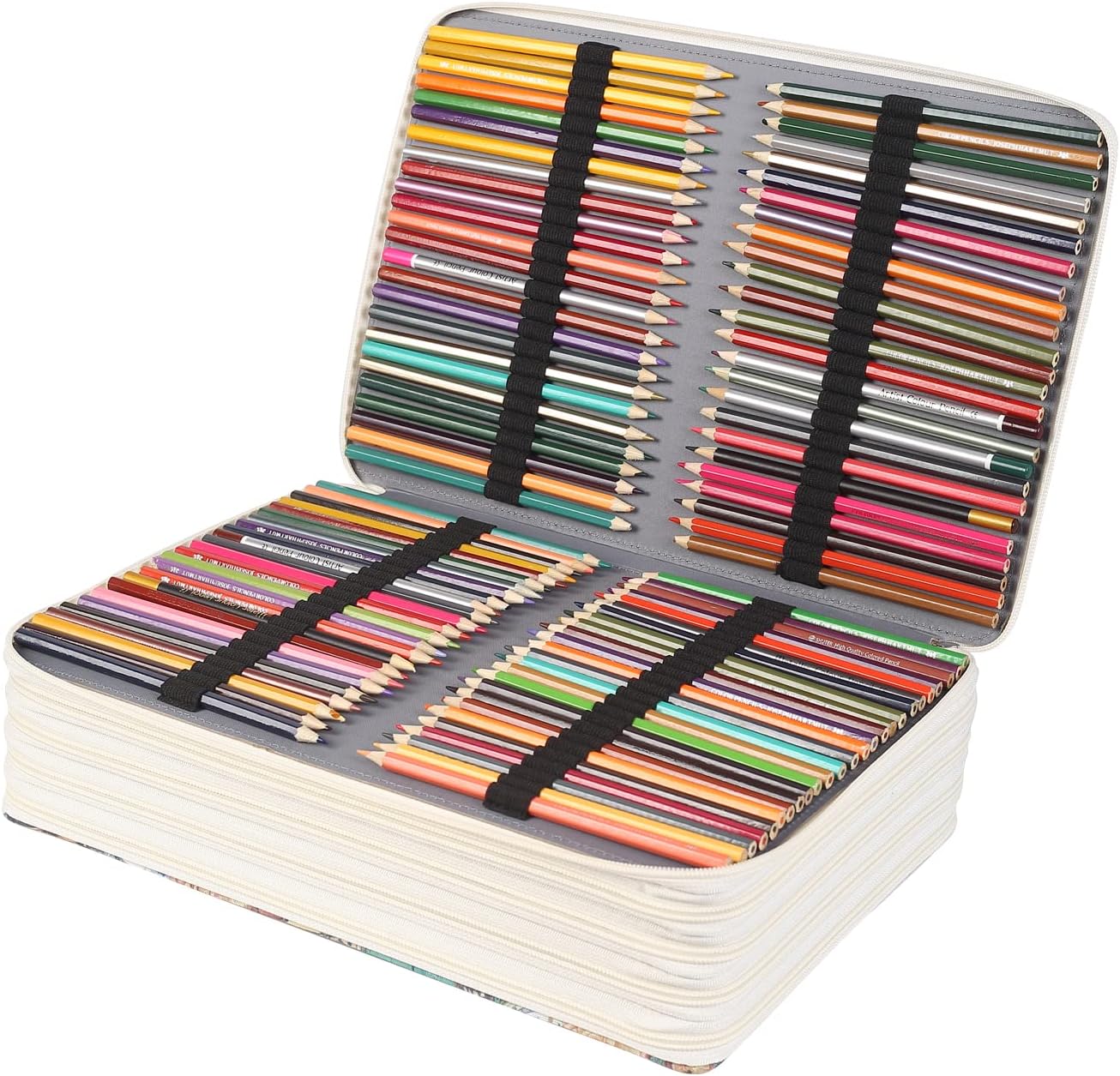 Shulaner Estuche para lápices de colores con cierre de cremallera, gran capacidad, estilo retro, con patrón de elementos, bolsa impermeable de tela