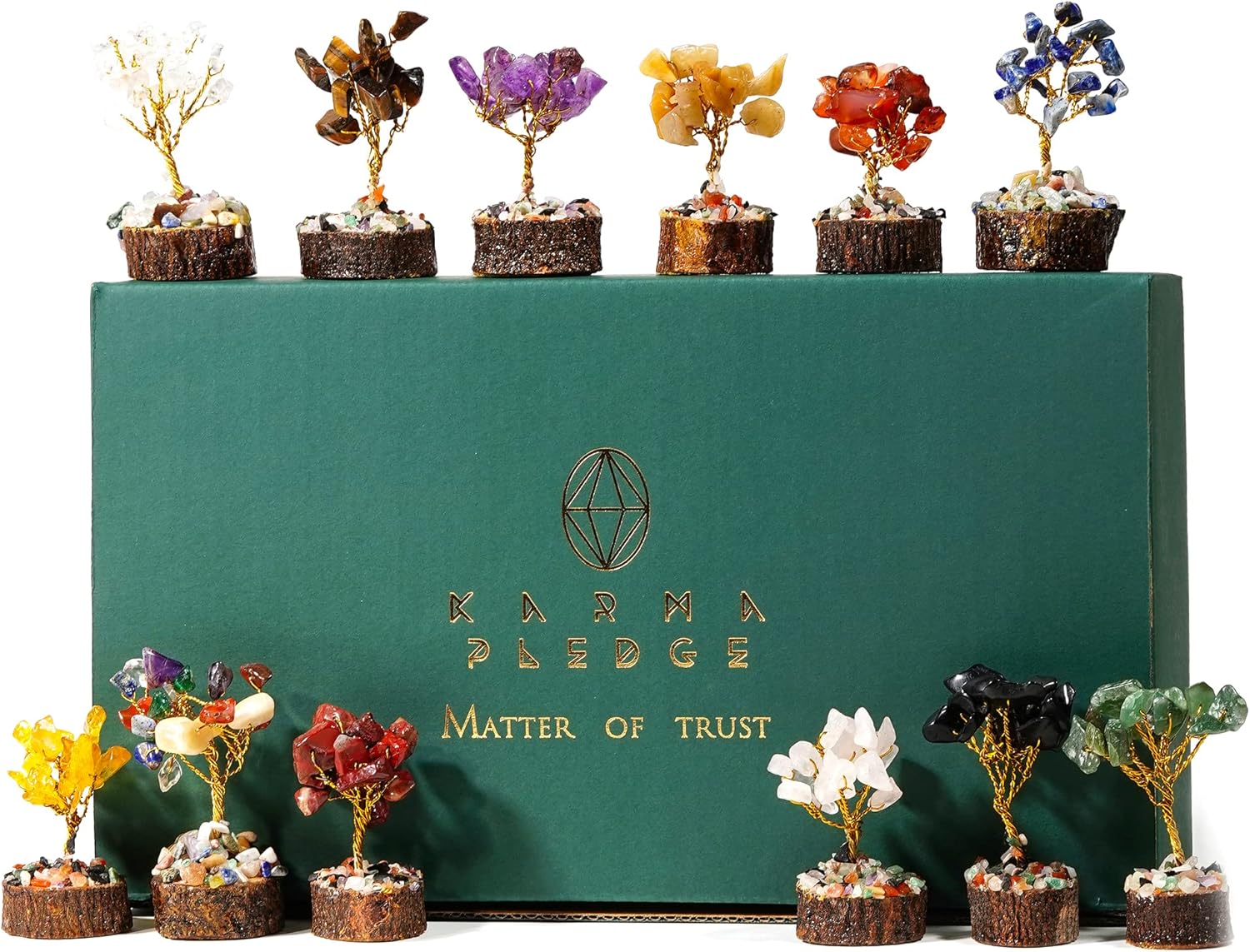 Decoración de escritorio de árbol de cristal, decoración hippie, árbol de la vida, 7 cristales curativos de chakras y piedras para energía positiva,