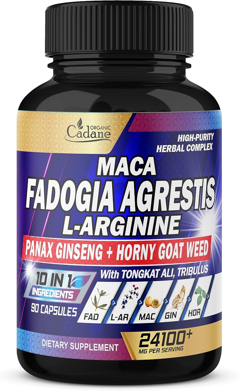 Fadogia Agrestis Suplemento 24100mg  Pre-entrenamiento, producción de energía y apoyo al sistema inmunológico  10 en 1 concentrado con L-Arginina,