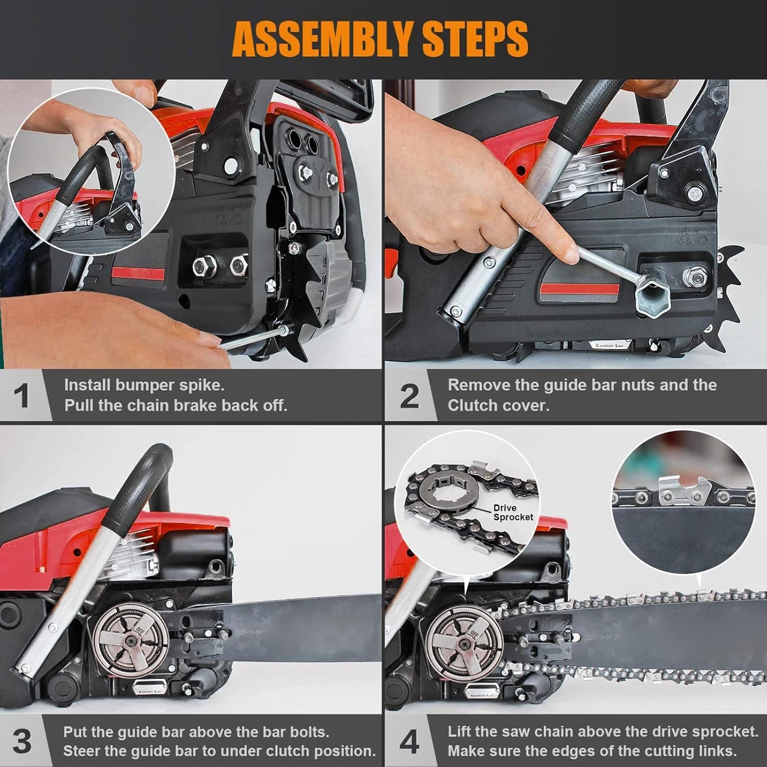 58CC Gas-Powered-Chainsaw, 20 Inch Gas Chain Saw, 2-Cycle-Gasoline Handheld Cordless Petrol Chain Saws for Trees Wood Cutting 20Inch