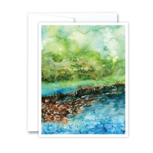 Abstract Riverside Card – Single Greeting Card – Watercolor Nature Card, Outdoor Scenery Greeting Card, Blank Inside Abstract Riverside Card – Single Greeting Card – Watercolor Nature Card, Outdoor Scenery Greeting Card, Blank Inside