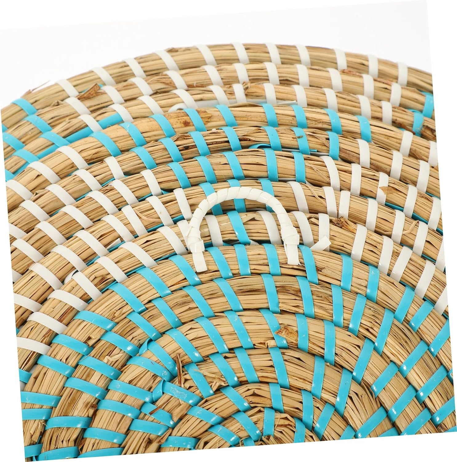 Cesta tejida de pared bohemia cesta de pared delicada arte de pared cesta tejida redonda cesta de ratán arte de pared cestas planas tejidas