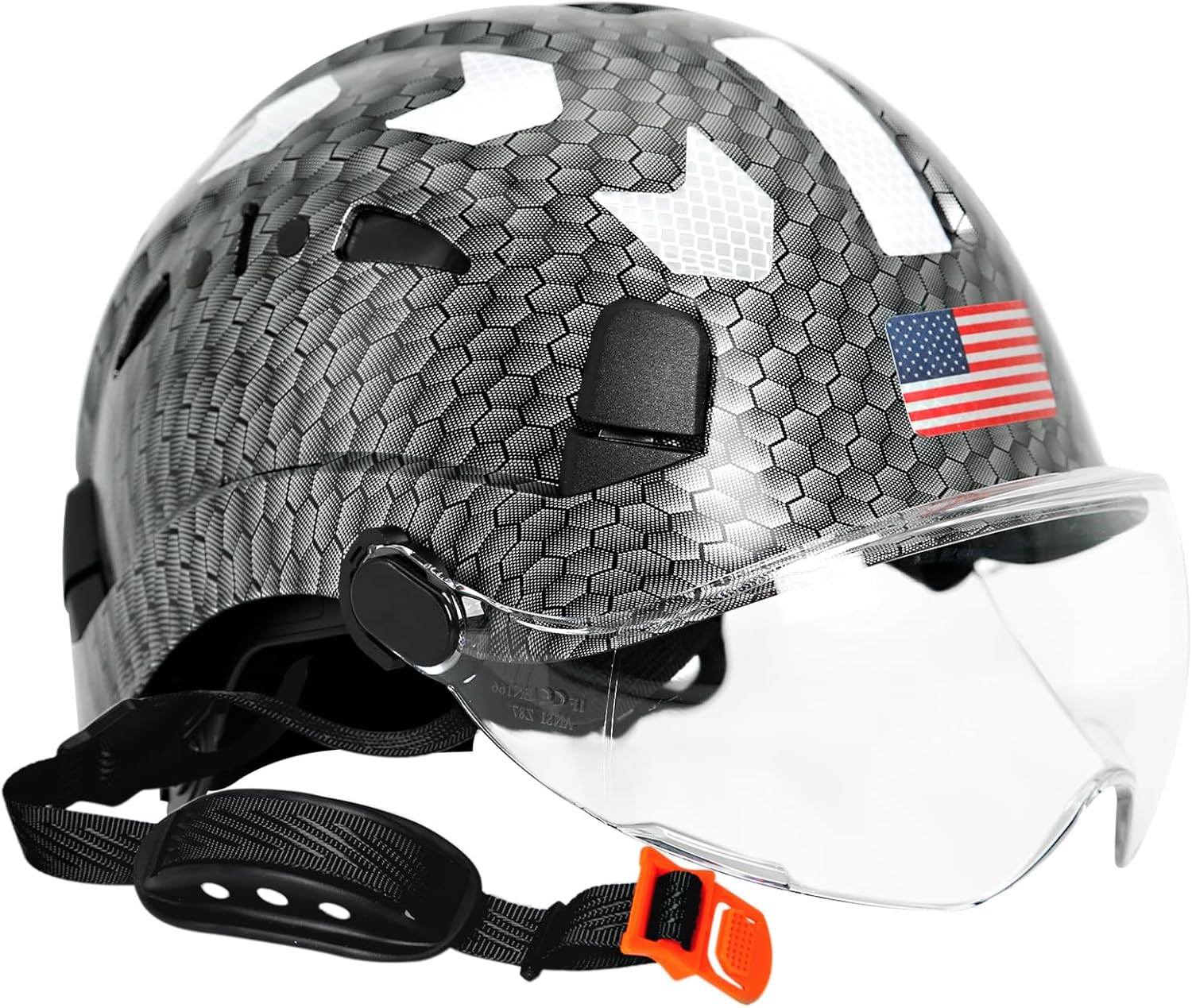Cascos cascos con patrón de fibra de carbono  Construcción aprobado por la OSHA, ANSI Z89.1 Tipo 1 Clase C Casco de seguridad ajustable ventilado