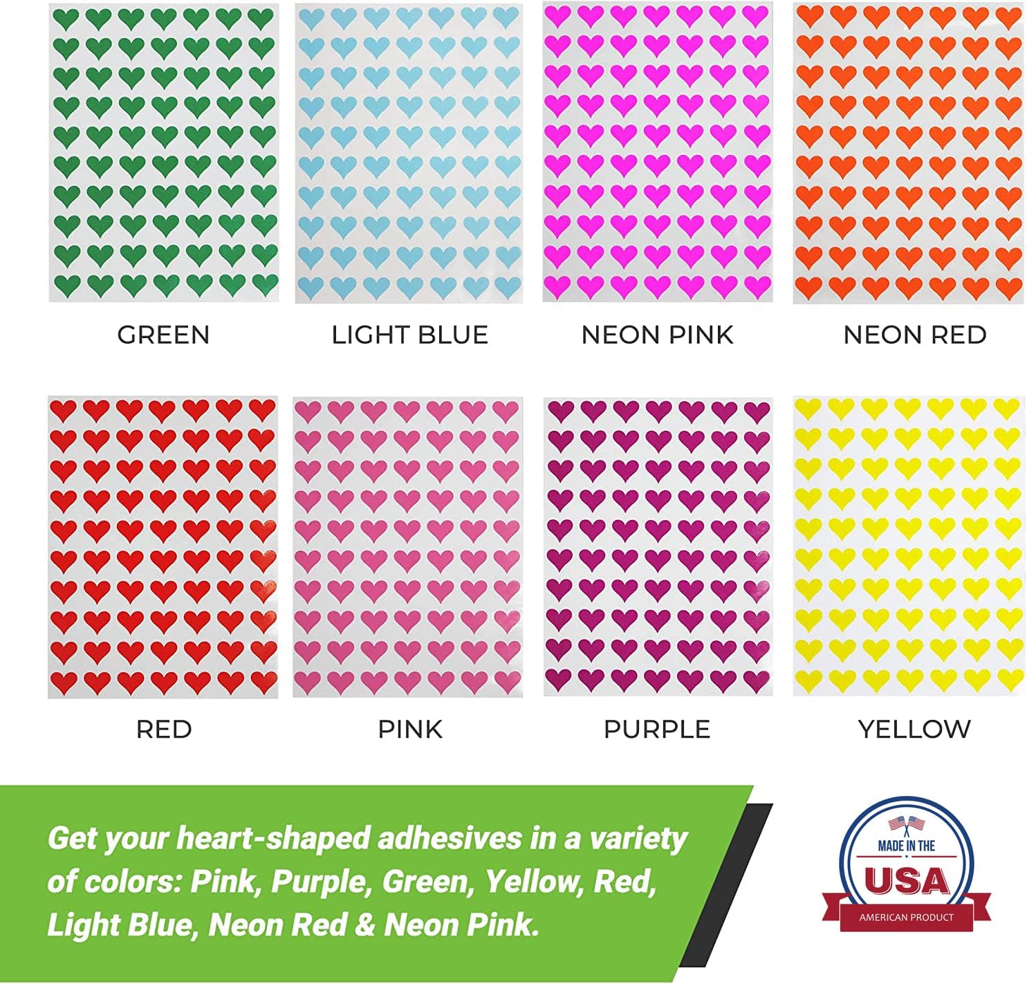 Royal Green – Calcomanías de corazones de 0.5 pulgadas, diseño de corazón para sellos de regalos, manualidades y álbumes de recortes, etiqueta