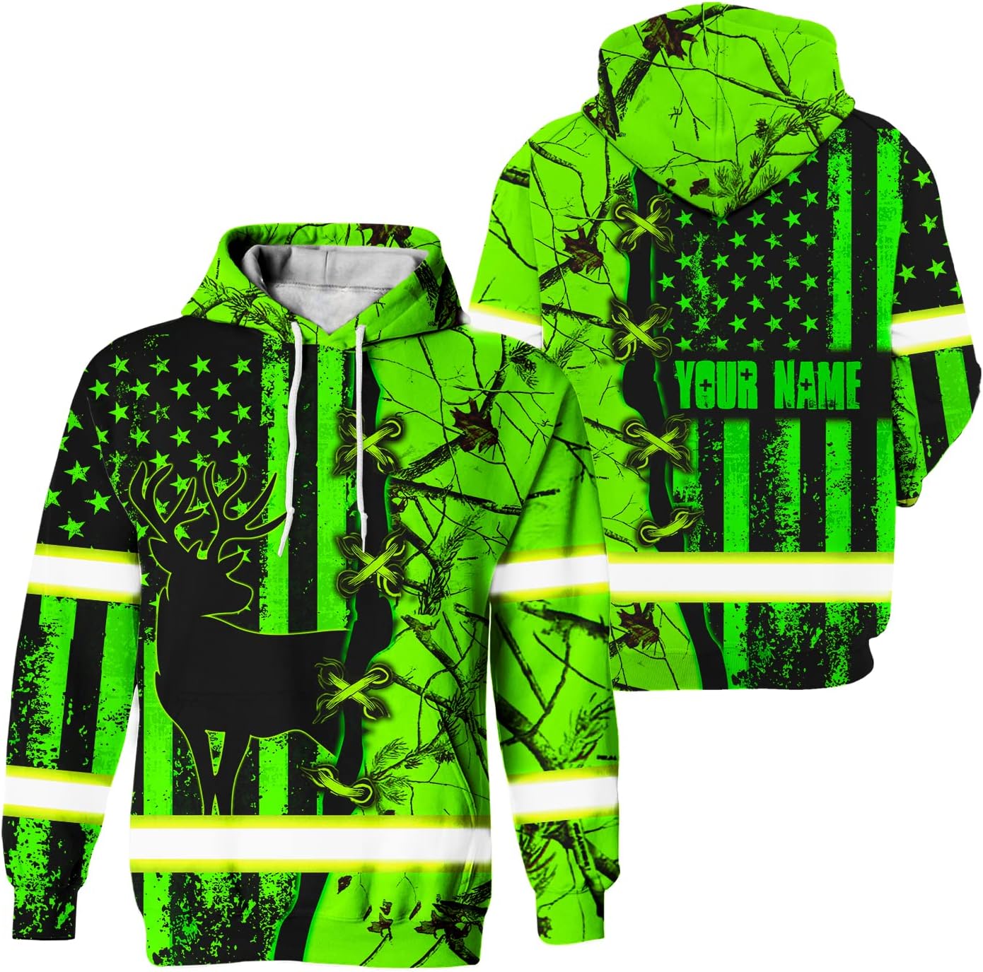Matedecor Camisa de alta visibilidad para hombres, camisas de seguridad con bandera de EE. UU., ropa de trabajo con nombre personalizado para