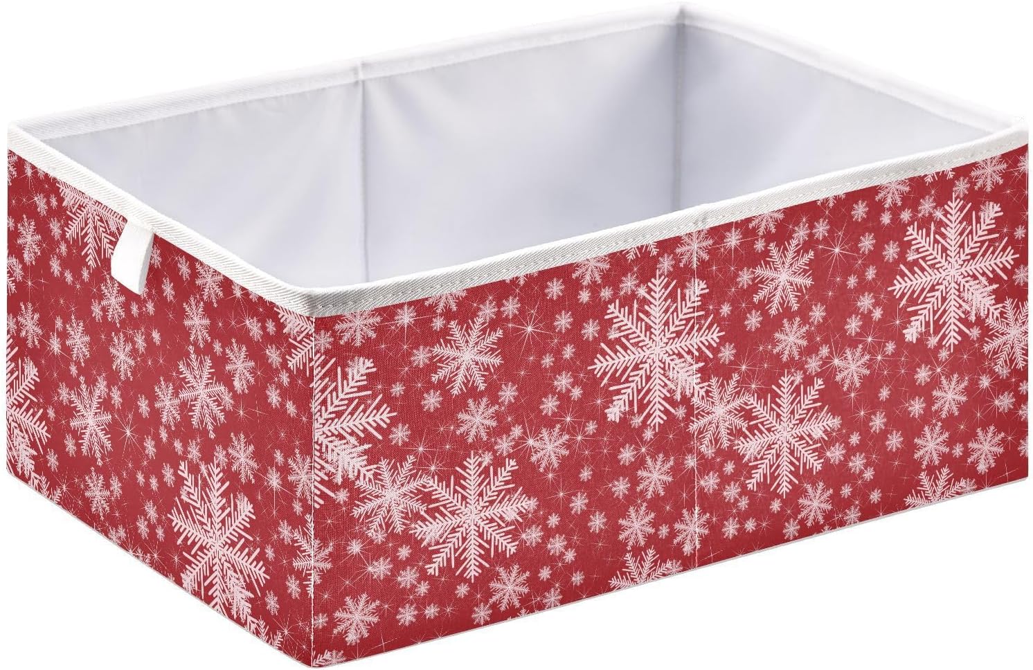 QUGRL Cubo de almacenamiento con forma de copo de nieve blanco, organizador de ropa de Feliz Navidad, caja de almacenamiento de juguetes para