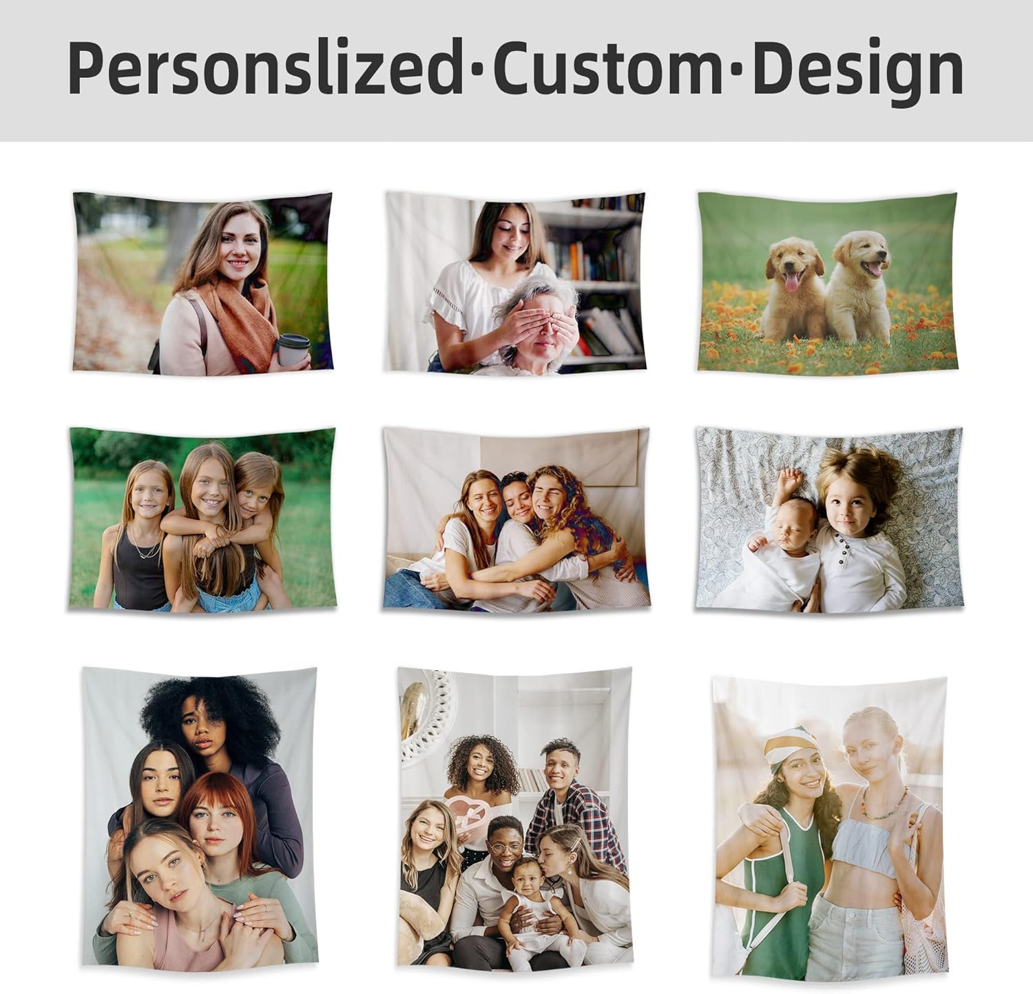 BLINGPAINTING Tapiz personalizado para cargar imágenes personalizables, telón de fondo personalizado, crea tu propio tapiz para colgar en la pared