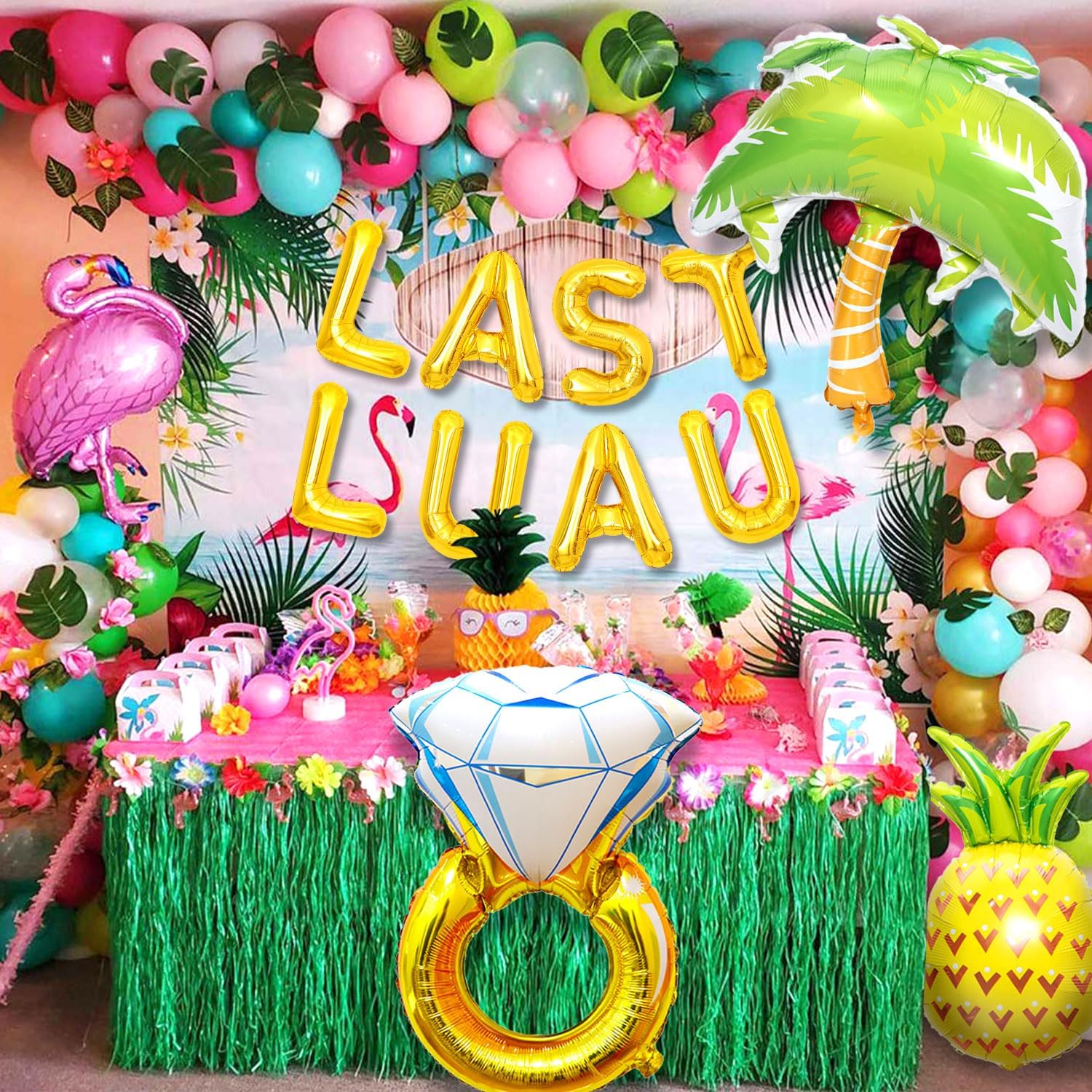 JeVenis Last Luau – Globos tropicales de despedida de soltera, decoraciones de despedida de soltera de Luau, decoraciones hawaianas para despedida