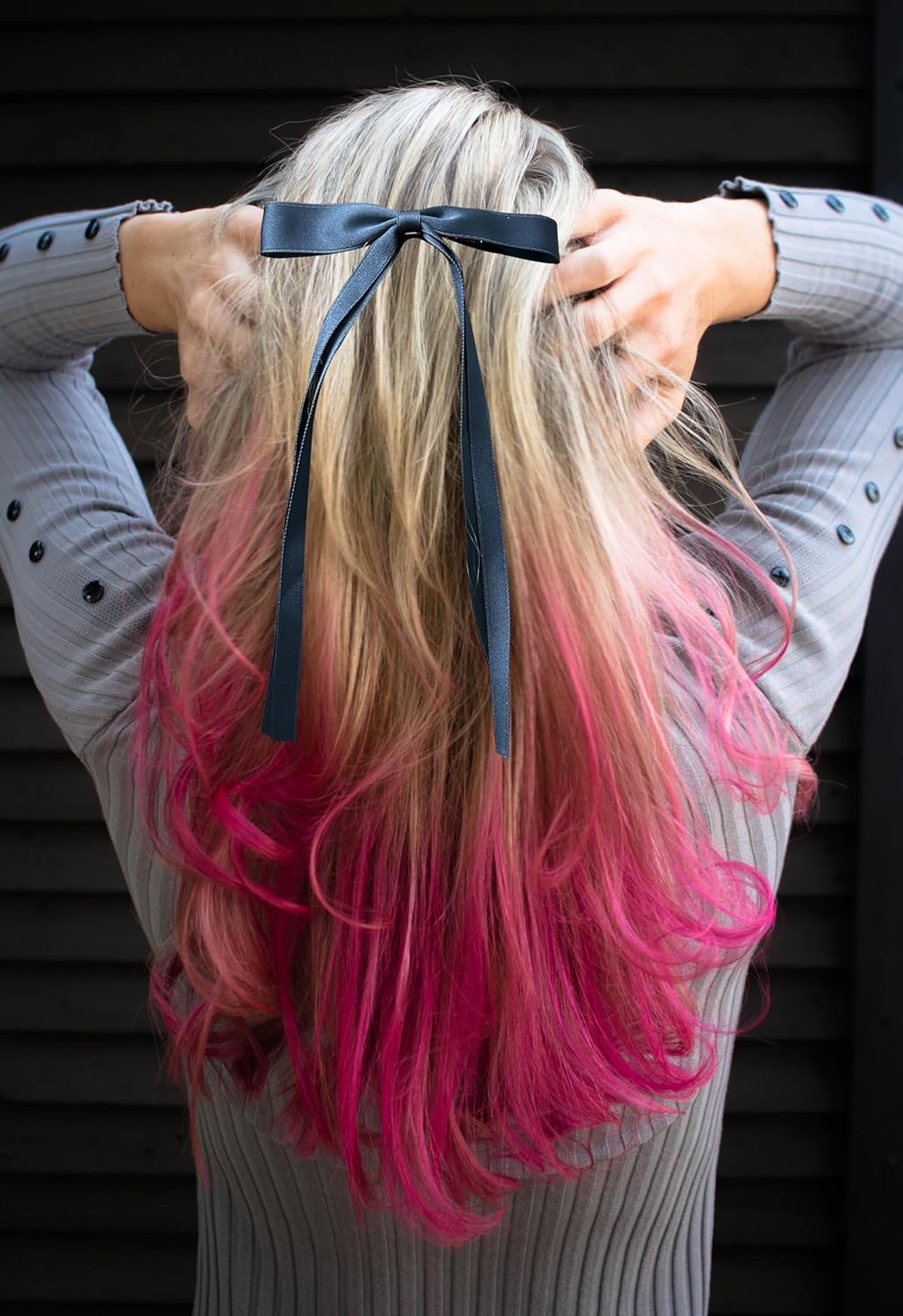 Pinzas para el cabello para mujer, lazo con borla y cola larga, clip para niña, accesorios sólidos, pasadores y lazo de garra (azul marino, blanco,