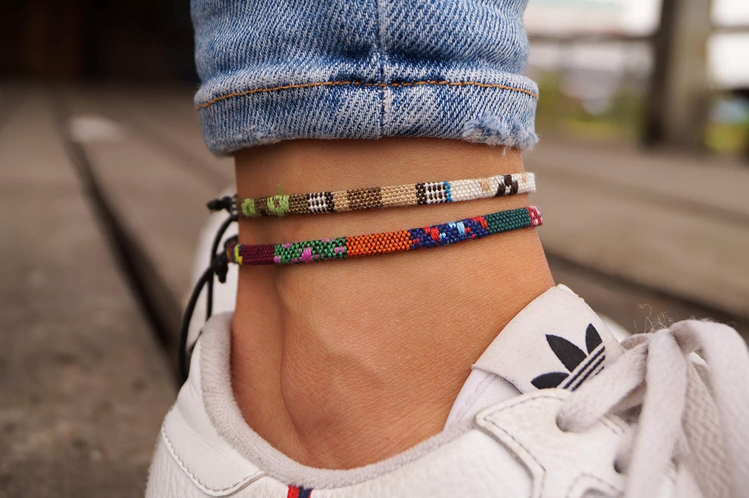 2x Boho Surfer Anklet Unisex – Ethno Ankle Bracelet Set of 2 Women & Men – Handmade Beach Jewelry & Festival Accessories – Waterproof & Adjustable –