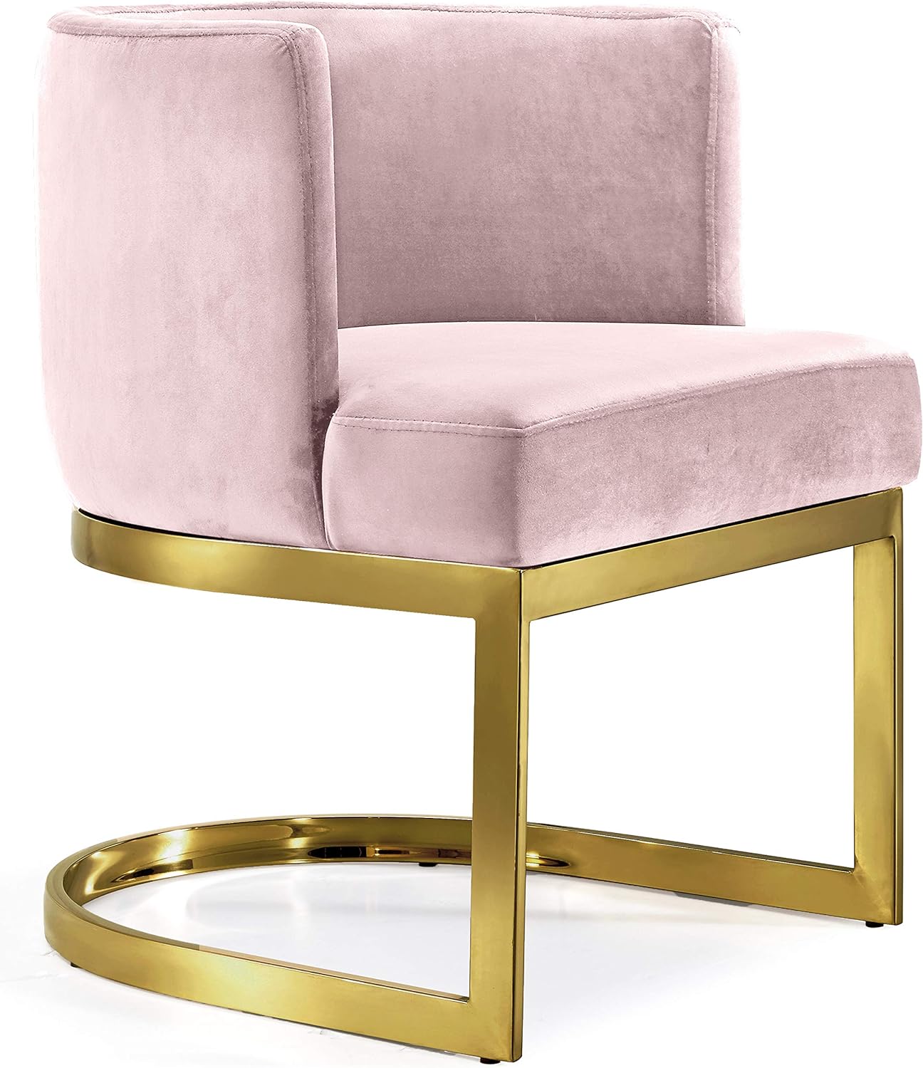 Meridian Furniture Gianna Collection Modern  Silla de comedor tapizada de terciopelo contemporáneo con marco de metal dorado pulido, 24 pulgadas de
