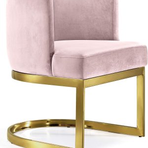 Meridian Furniture Gianna Collection Modern Silla de comedor tapizada de terciopelo contemporáneo con marco de metal dorado pulido, 24 pulgadas de Meridian Furniture Gianna Collection Modern Silla de comedor tapizada de terciopelo contemporáneo con marco de metal dorado pulido, 24 pulgadas de