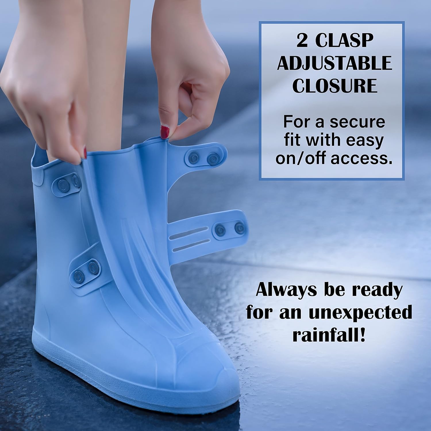 Cubiertas para zapatos de lluvia  Fundas impermeables para zapatos para hombres y mujeres  Cubrezapatos reutilizables, Azul
