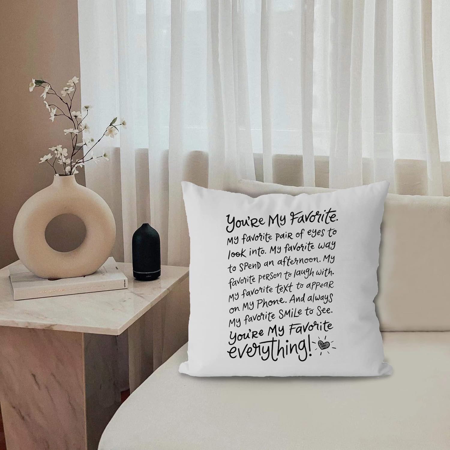 Sweet Sayings You’Re My Favorite Decor – Funda de almohada decorativa de 18 x 18 pulgadas, funda de almohada decorativa con refranes de amor para el