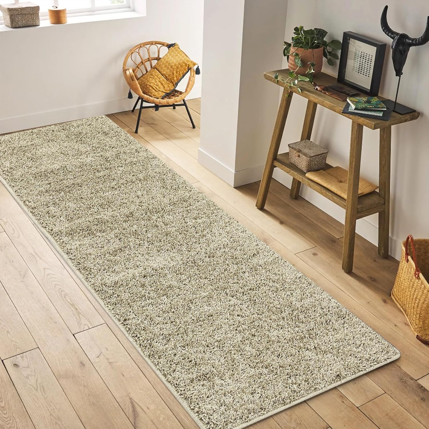 Alfombra larga de pasillo de cocina, de 2 x 10 pies, no desprende pelusa, alfombra moderna de pelo liso, alfombra de pelo para interiores, alfombra